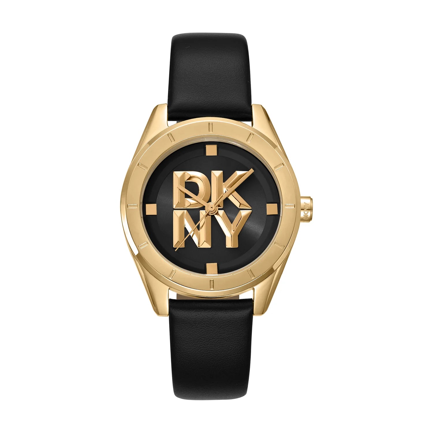 DKNY Chambers Midi Black Leather Strap Ladies Watch