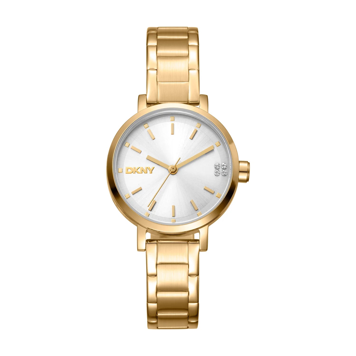 DKNY Soho Glitz Silver Dial Gold Tone Stainless Steel Ladies Watch