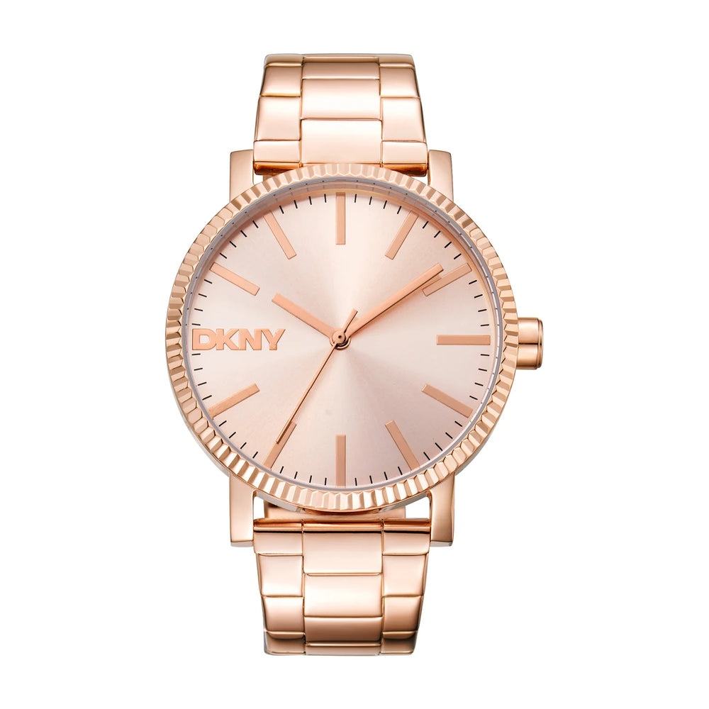 DKNY Soho Maxi Rose Gold Dial Stainless Steel Watch Ladies Watch