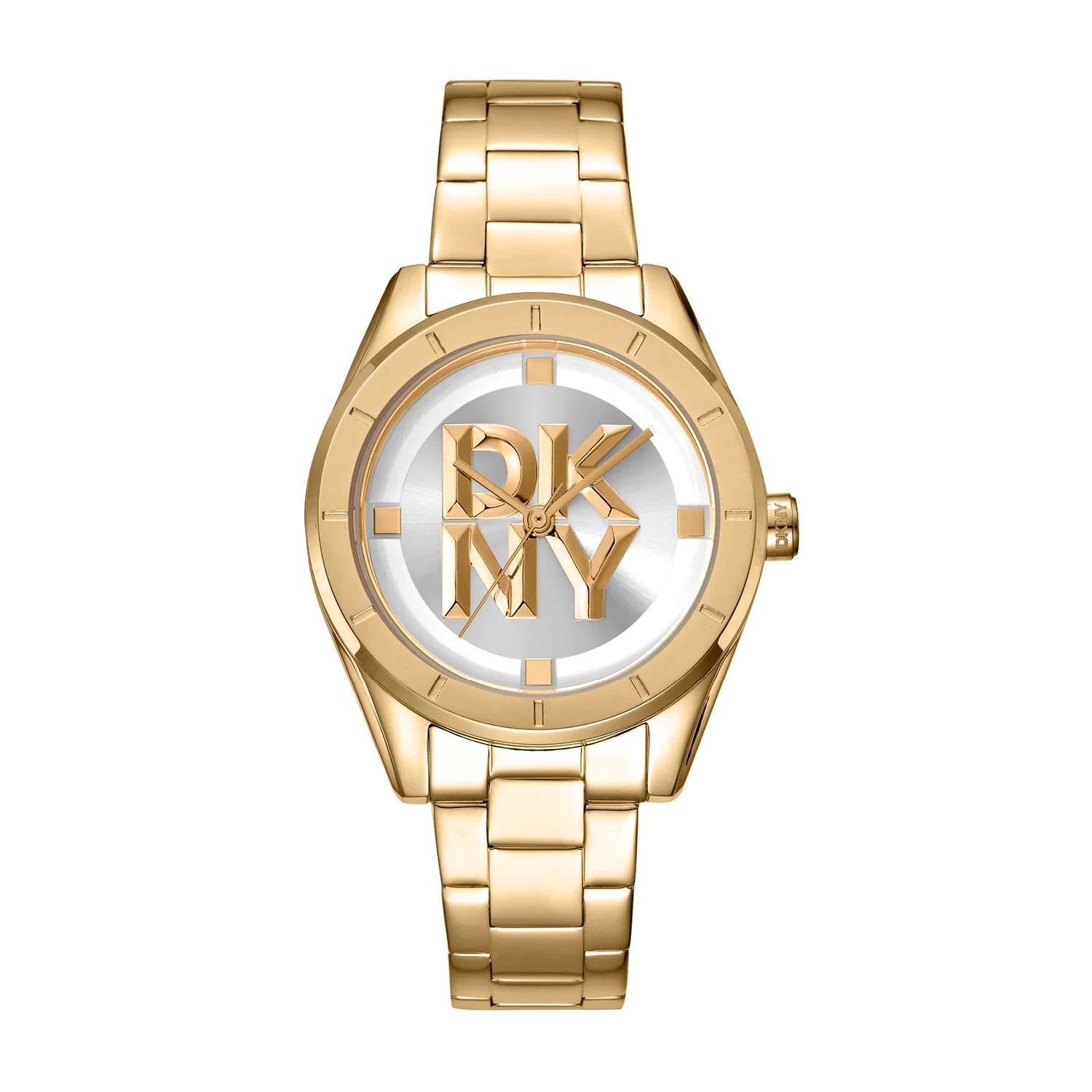 DKNY Logo Chambers Gold Tone Stainless Steel Ladies Watch