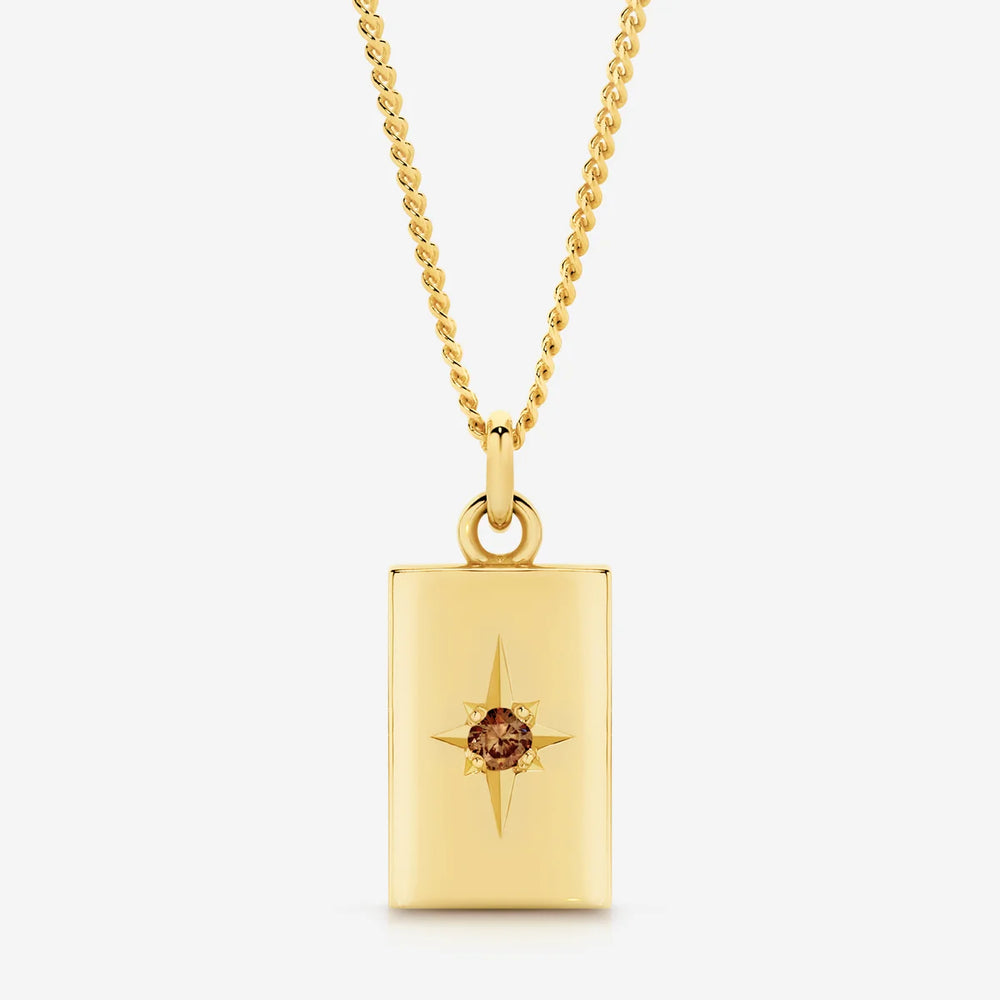 Desert Star Rectangle Pendant 9ct Yellow Gold Chocolate Diamond Droplet Pendant Necklace