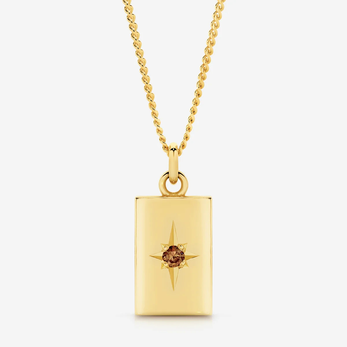Desert Star Rectangle Pendant 9ct Yellow Gold Chocolate Diamond Droplet Pendant Necklace