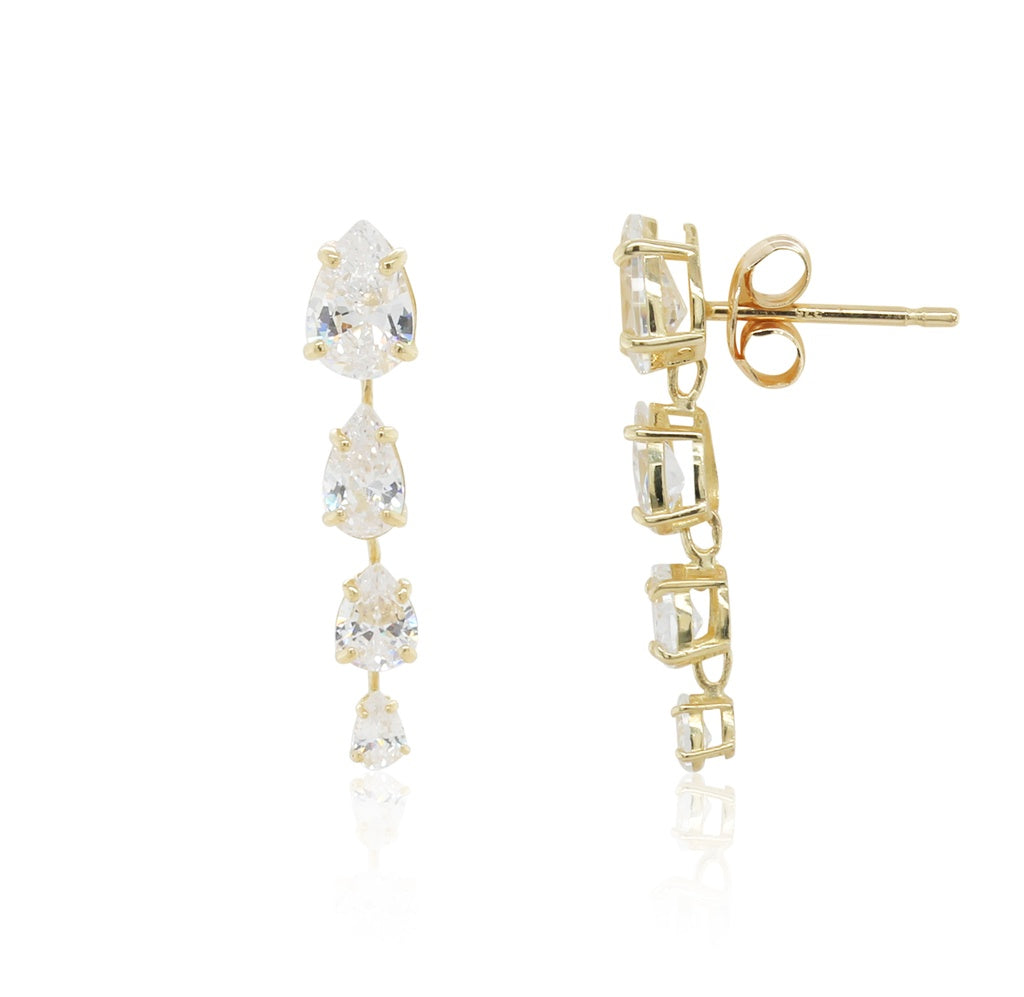 Tear Drop Cubic Zirconia Dangle Studs