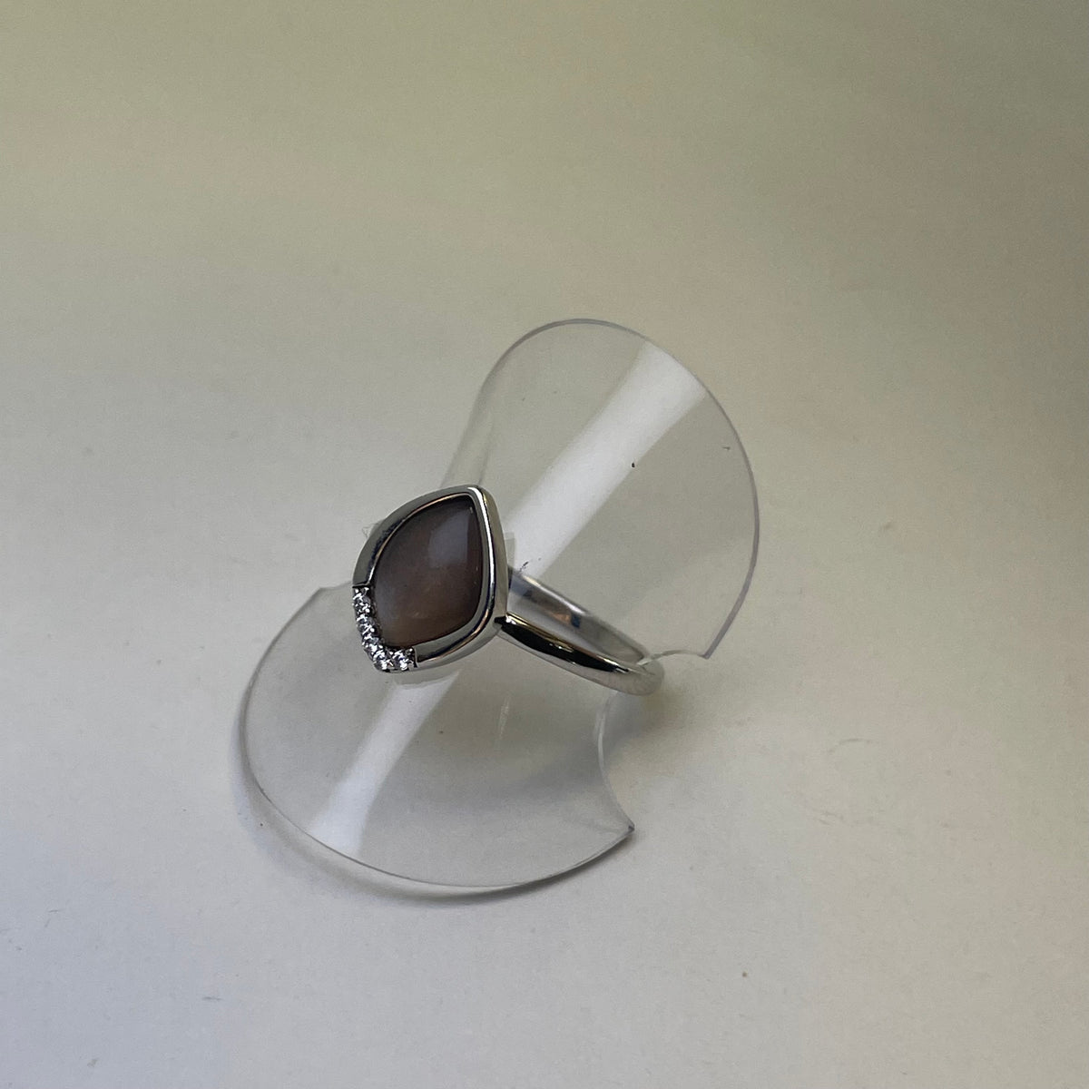 Manon Catseye Quartz CZ Sterling Silver Ring (Size L)