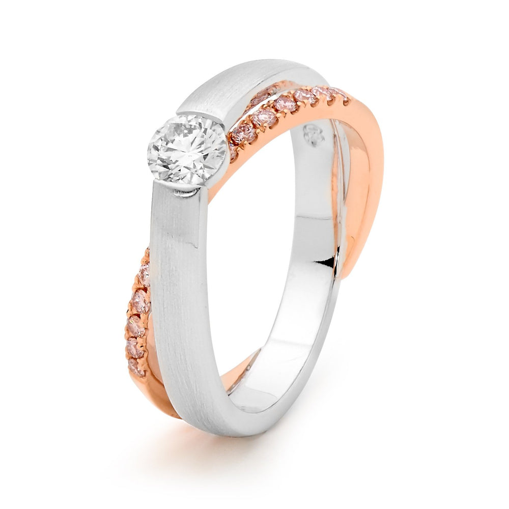 Gwinn Crossover Two Tone 18ct Rose & White Gold Argyle Pink Diamond Ring
