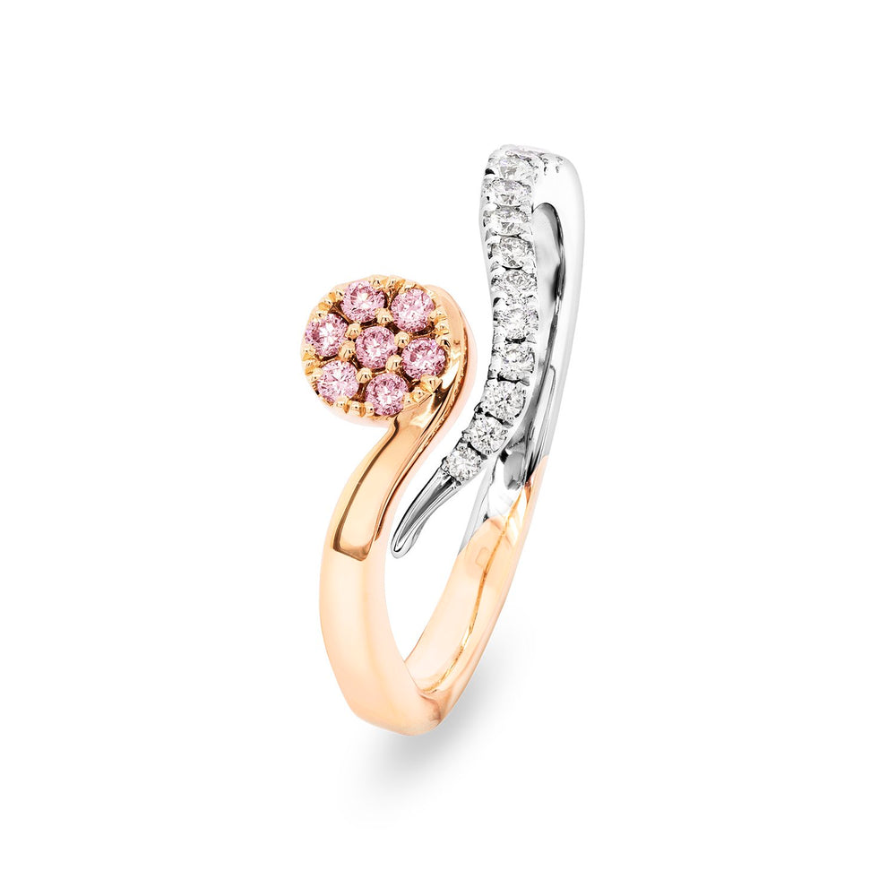 18ct Two Tone Gold Pink Diamond Dress Ring