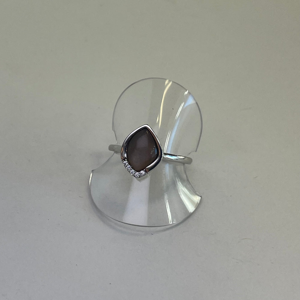 Manon Catseye Quartz CZ Sterling Silver Ring (Size L)