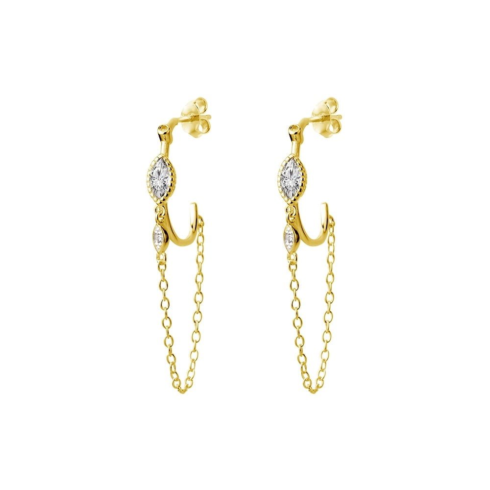 Chain Reaction Marquise CZ Stud Back Earrings