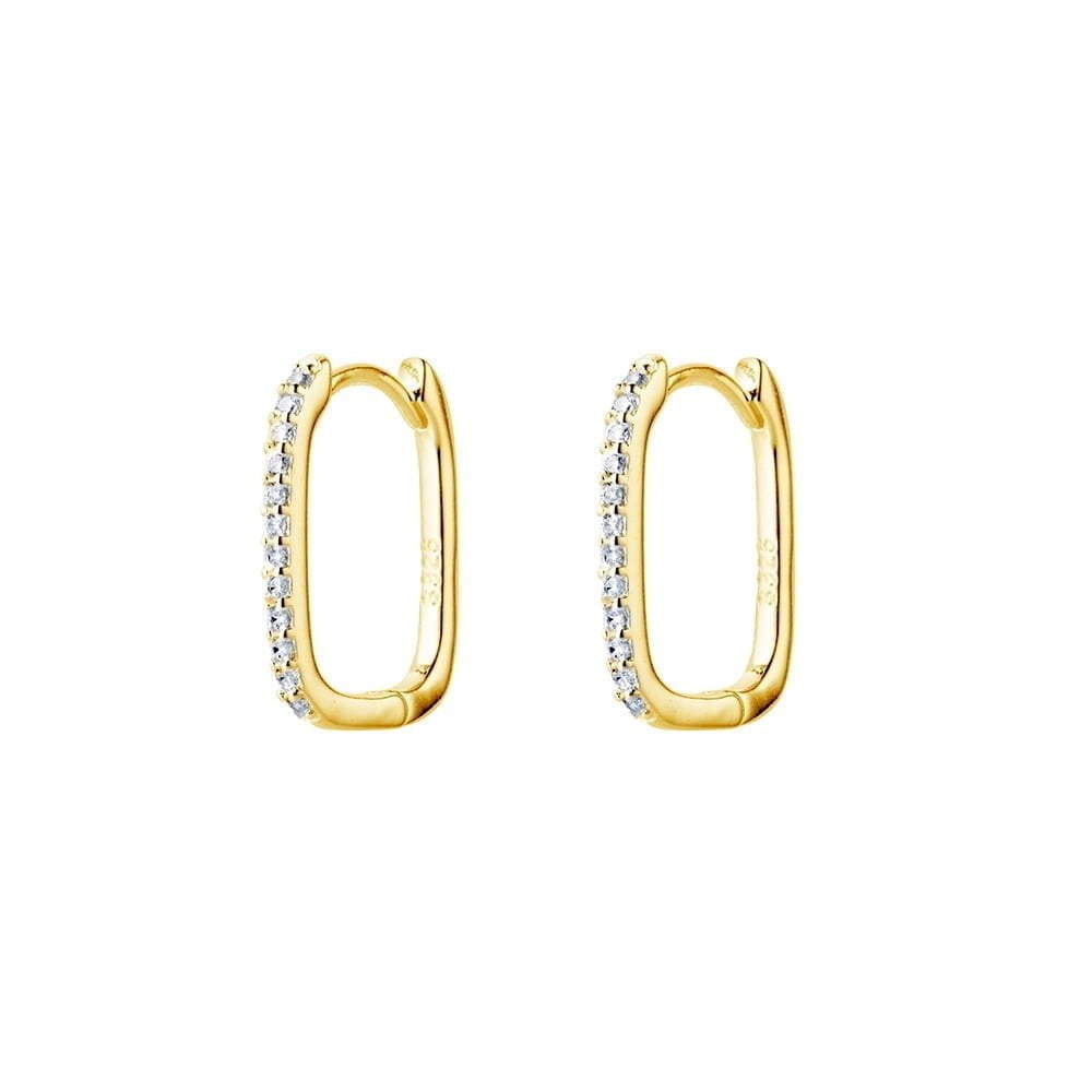 Glimmering Oblong Hoop Earrings
