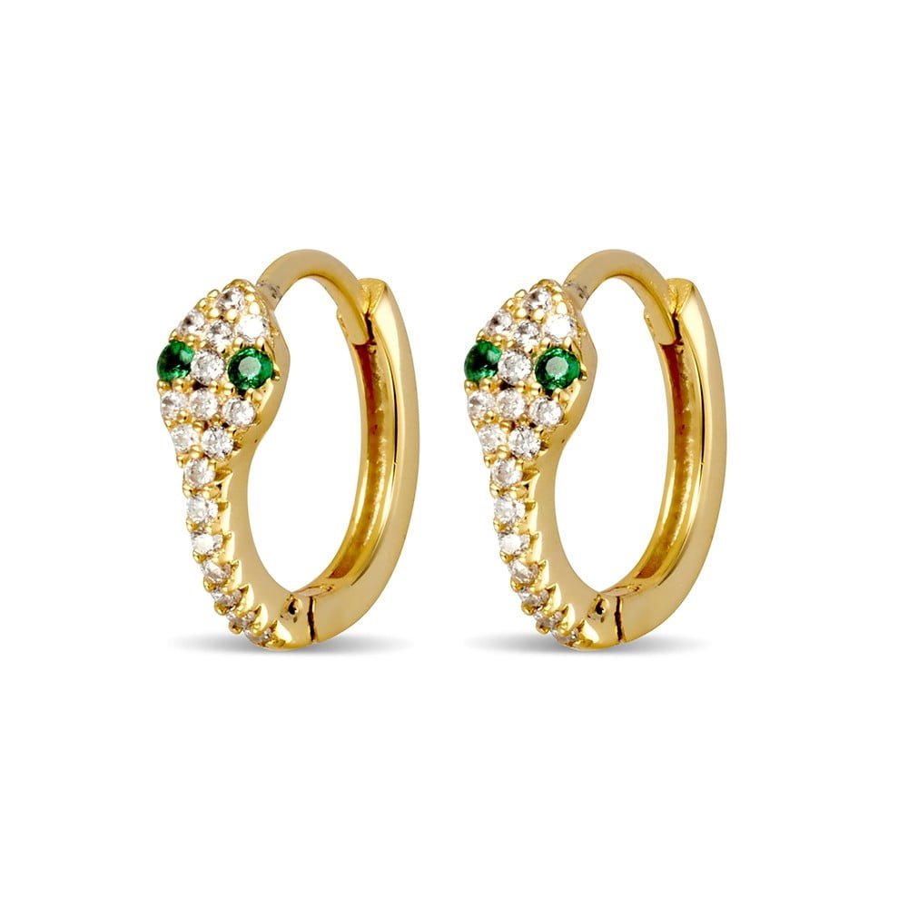 Emerald Serpent Huggie Earrings