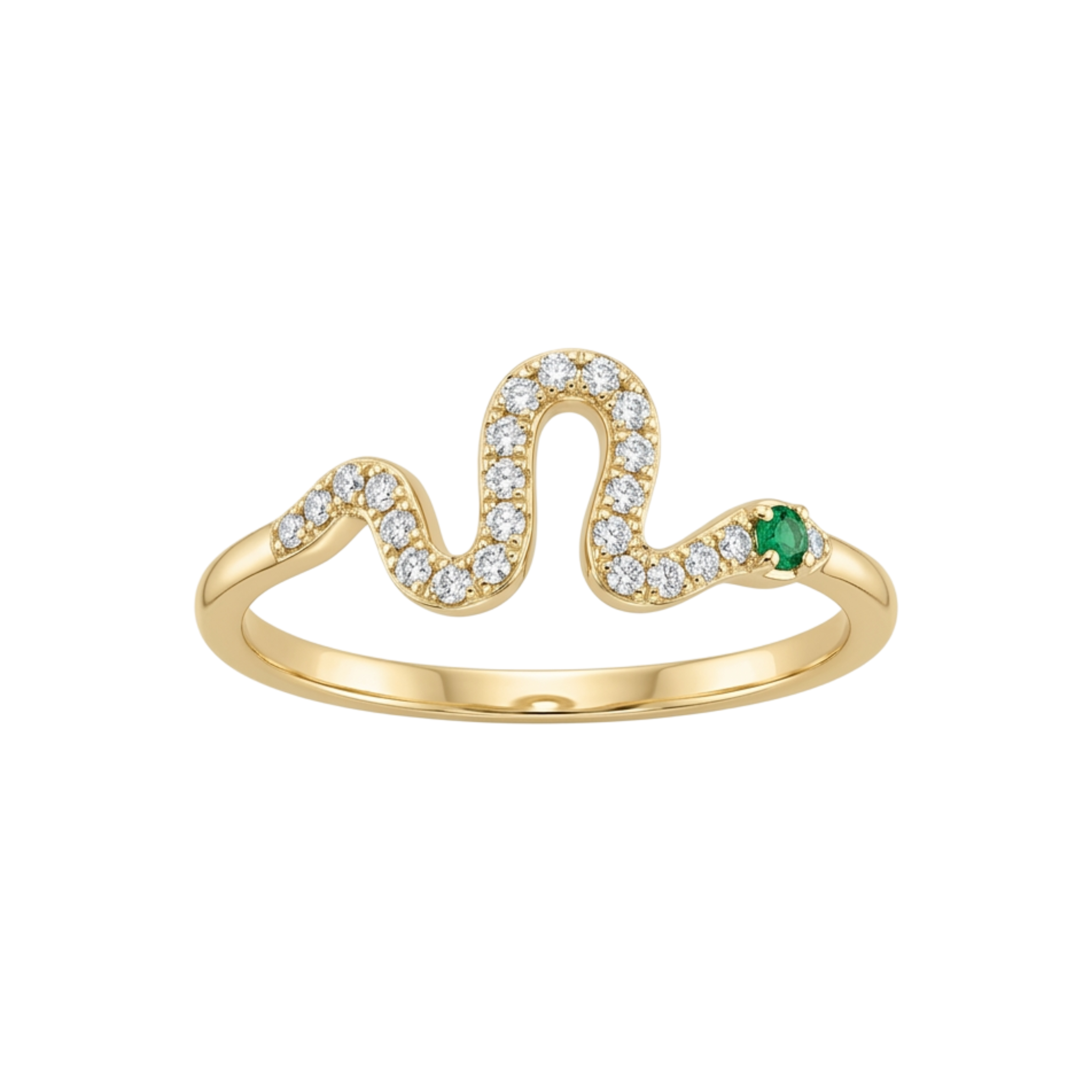 Gold Plated Snake CZ Ring (Size Q)