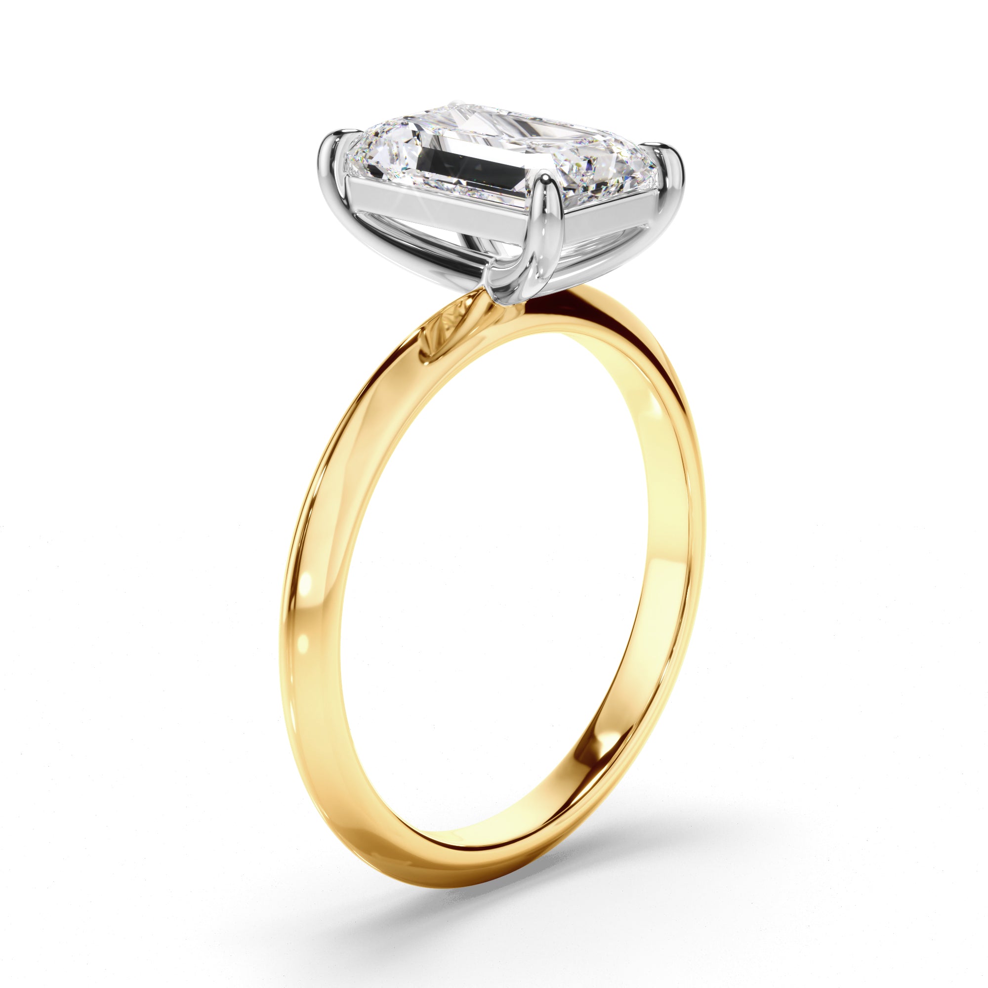 Aphrodite - Emerald Cut Diamond Solitaire Knife Edge Engagement Ring