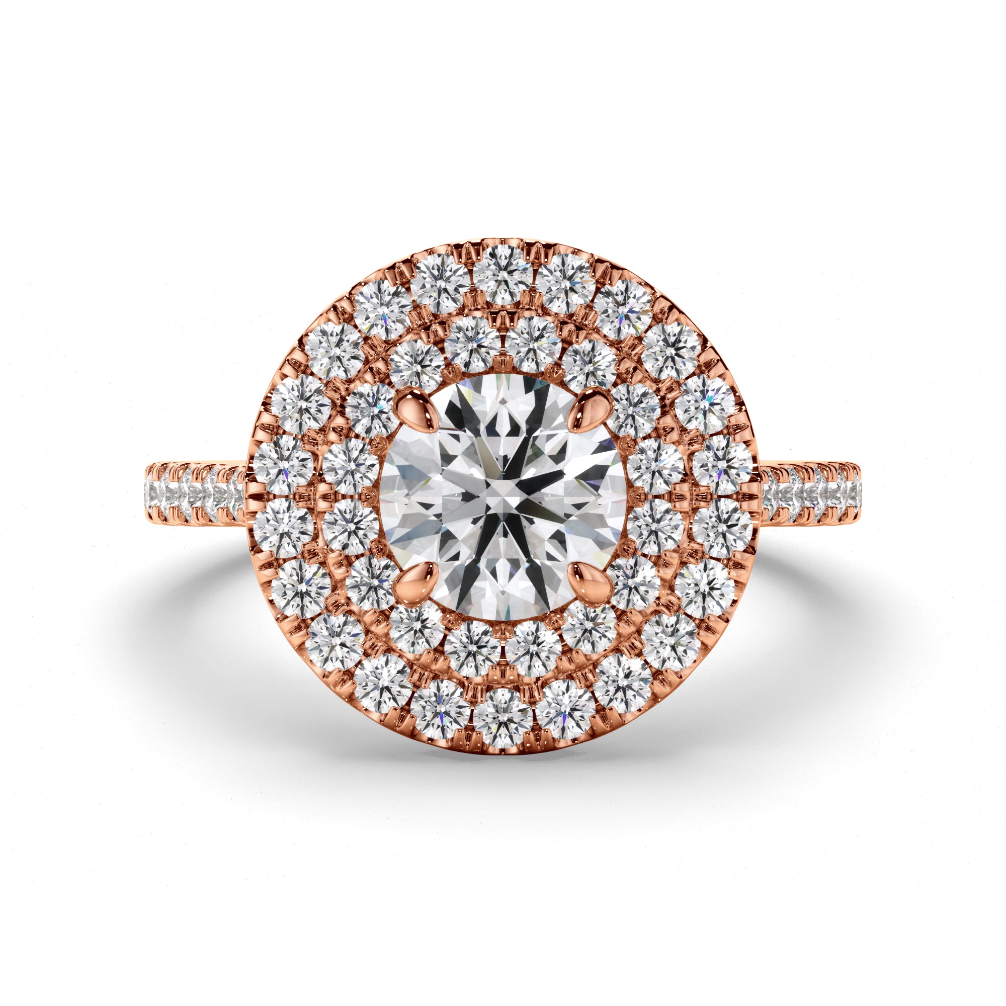 Althea - Round Brilliant Cut Diamond Double Halo Engagement Ring