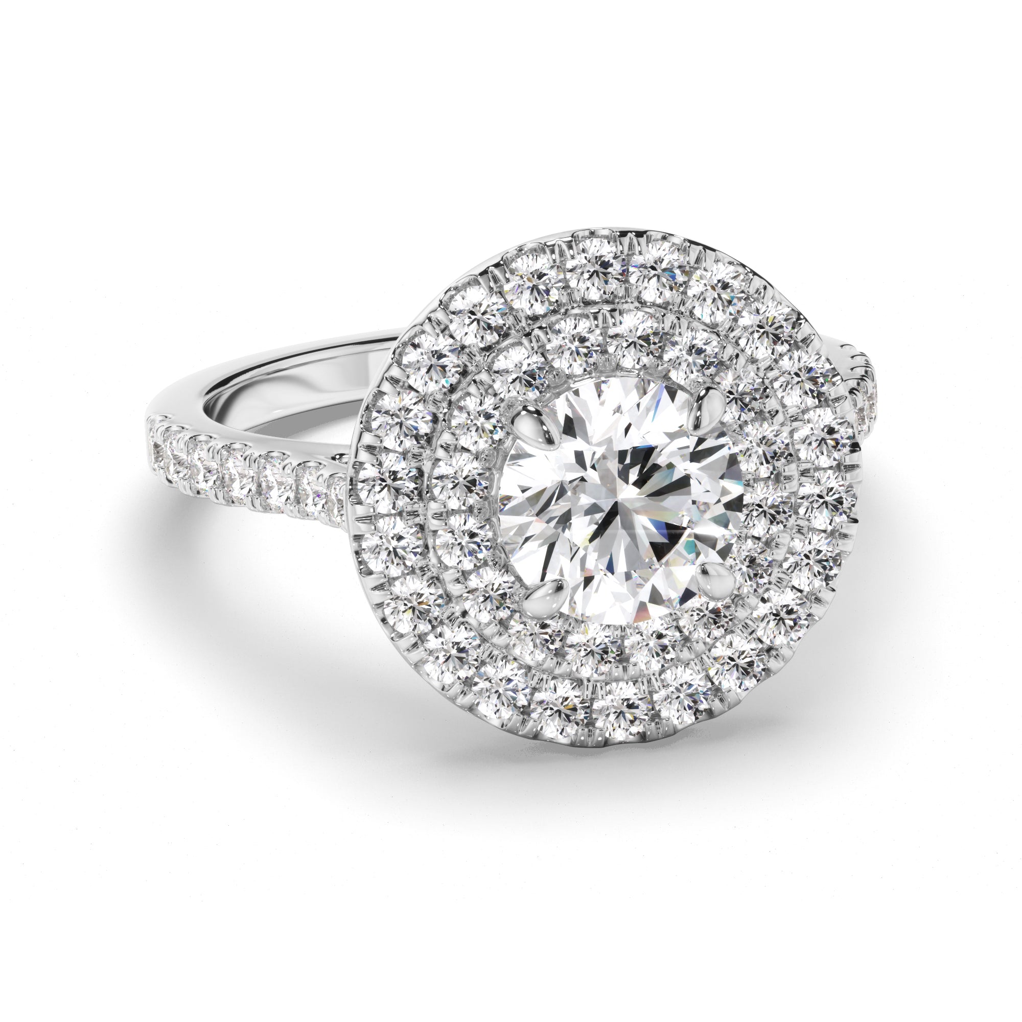 Althea - Round Brilliant Cut Diamond Double Halo Engagement Ring