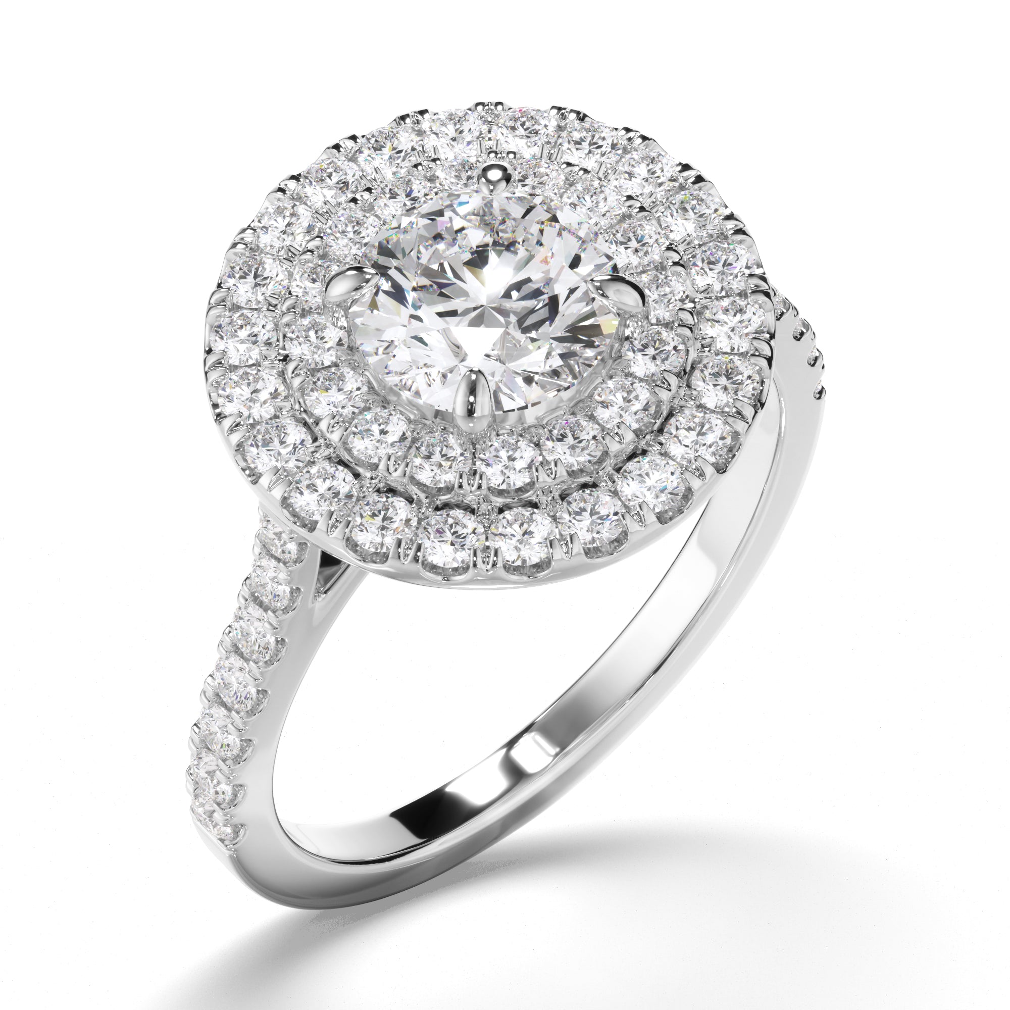 Althea - Round Brilliant Cut Diamond Double Halo Engagement Ring