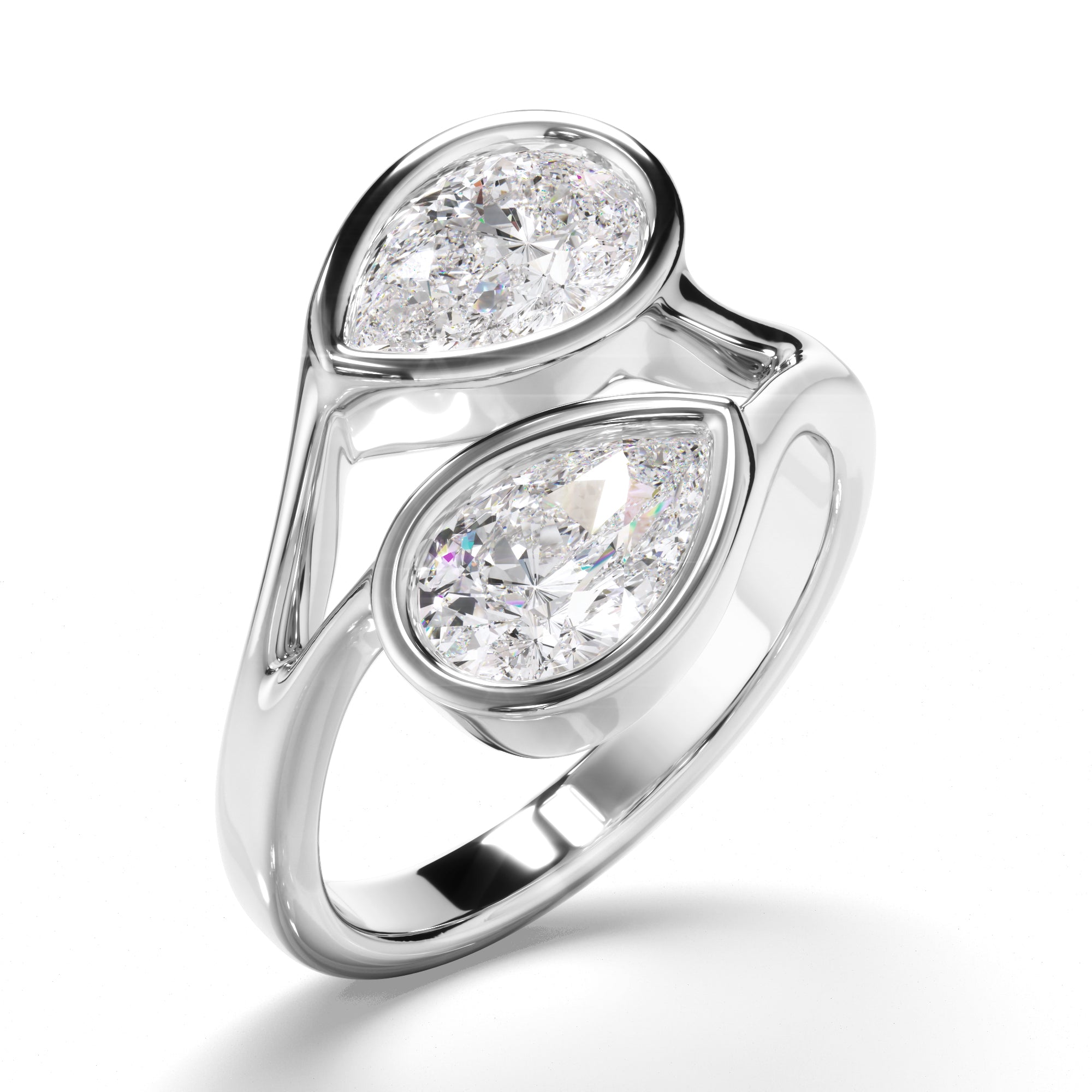 Theodora - Pear Cut Diamond Toi et Moi Engagement Ring