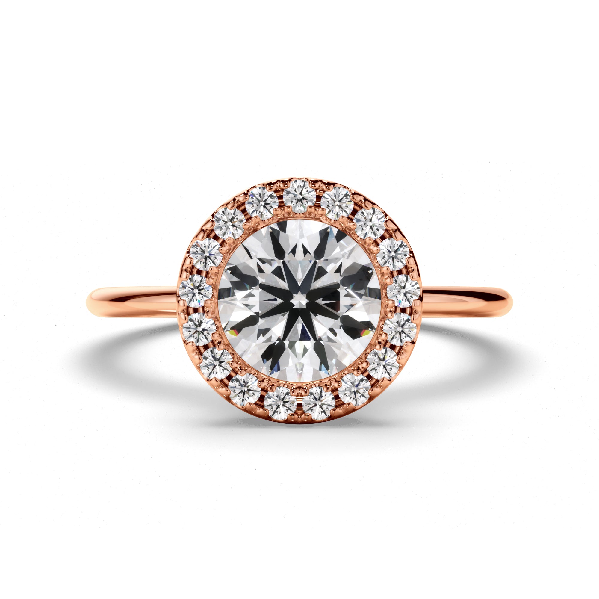 Eudora - Round Brilliant Cut Diamond Halo Engagement Ring