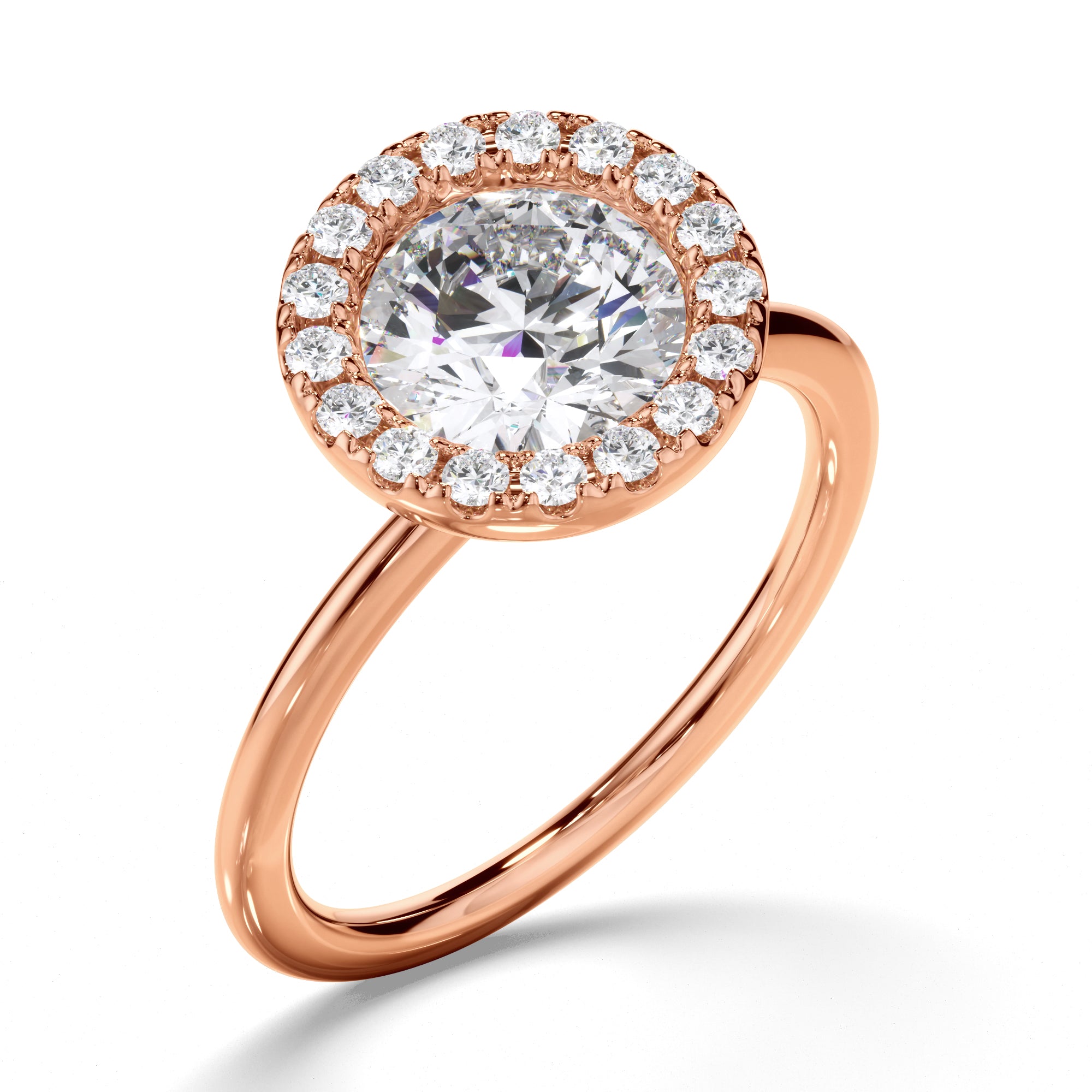 Eudora - Round Brilliant Cut Diamond Halo Engagement Ring