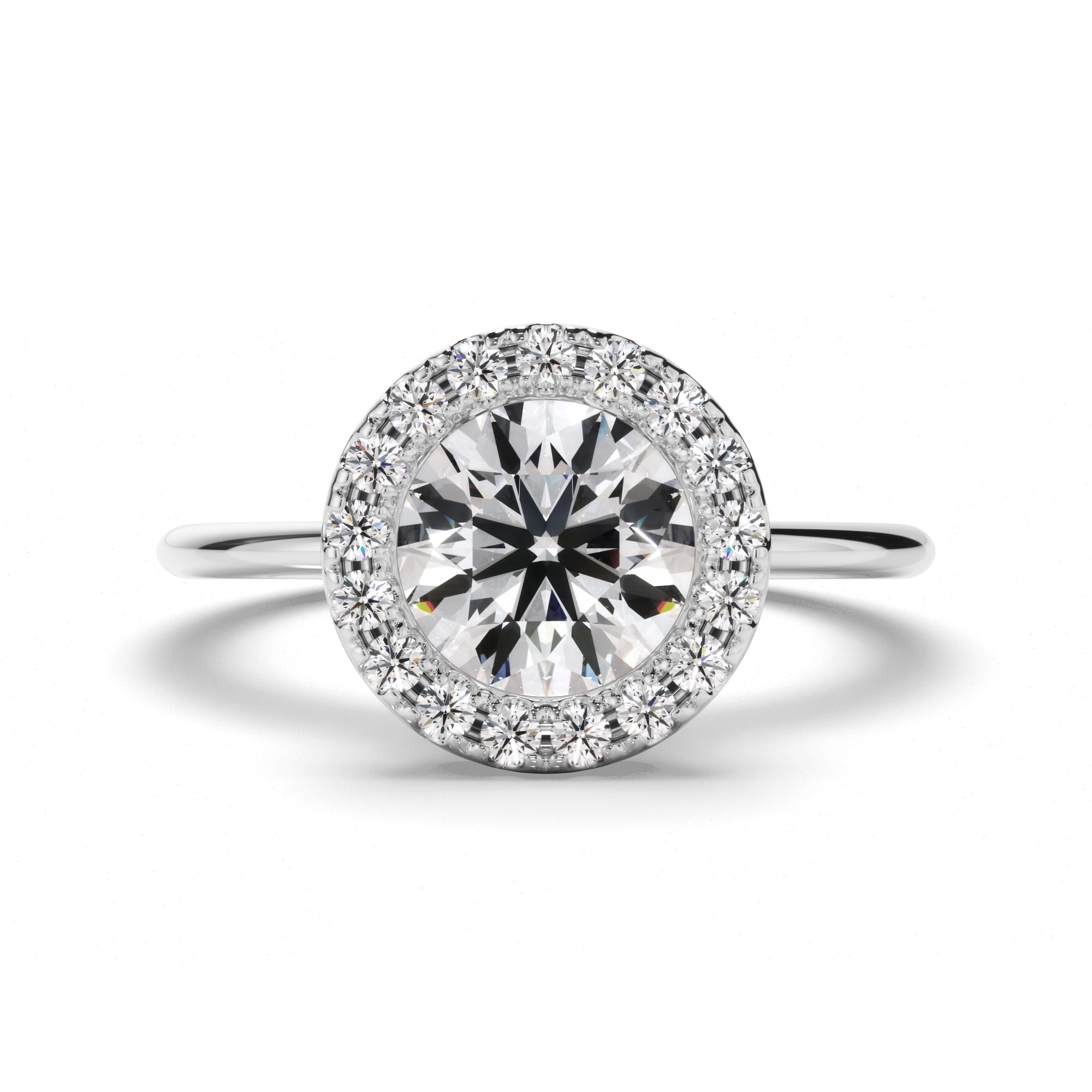 Eudora - Round Brilliant Cut Diamond Halo Engagement Ring