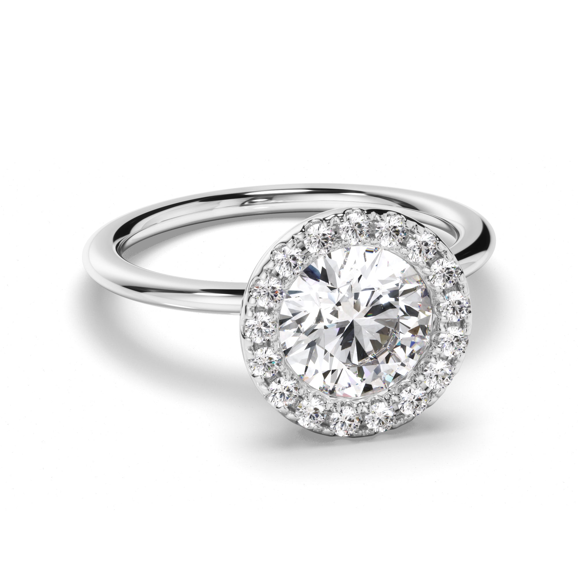Eudora - Round Brilliant Cut Diamond Halo Engagement Ring