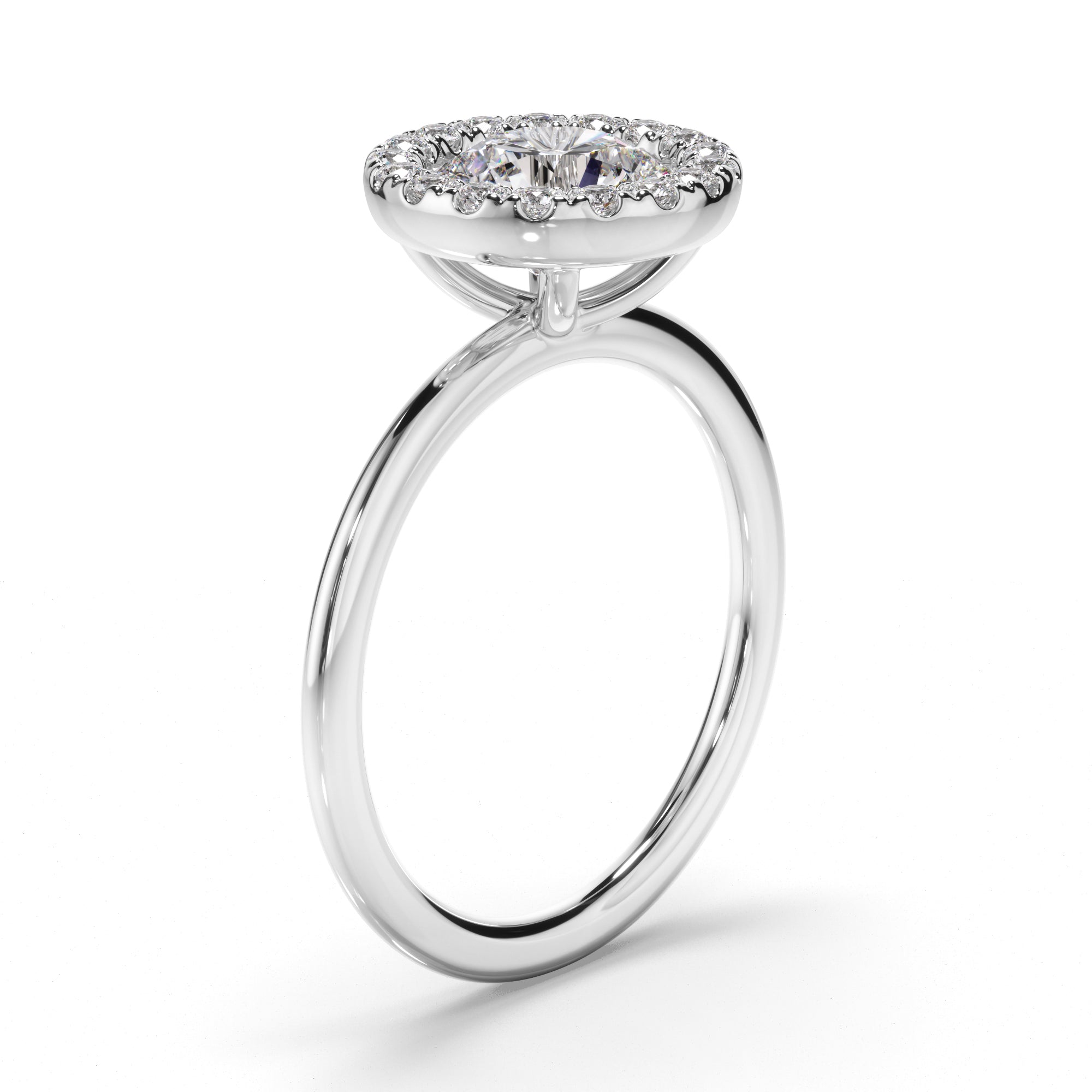 Eudora - Round Brilliant Cut Diamond Halo Engagement Ring