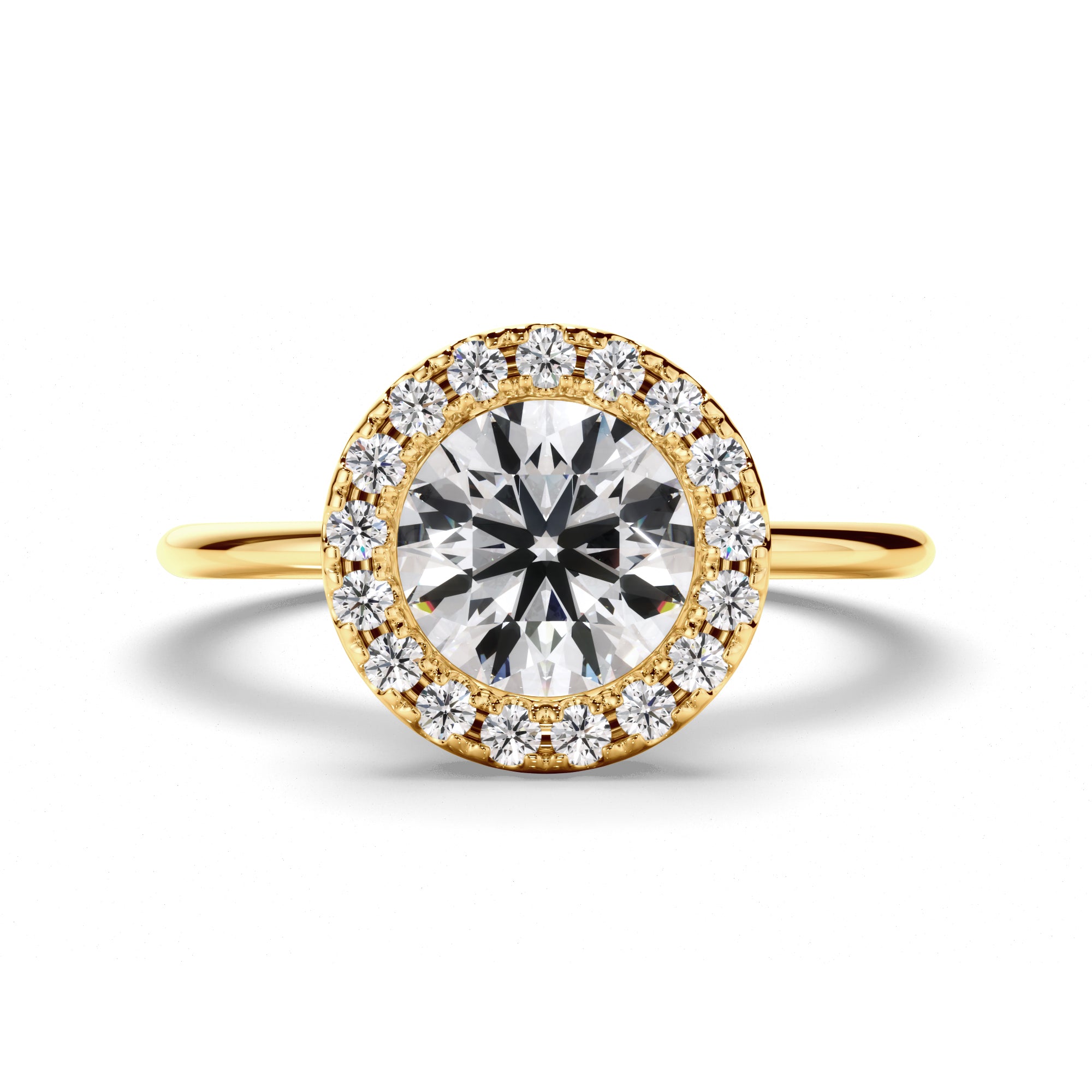 Eudora - Round Brilliant Cut Diamond Halo Engagement Ring