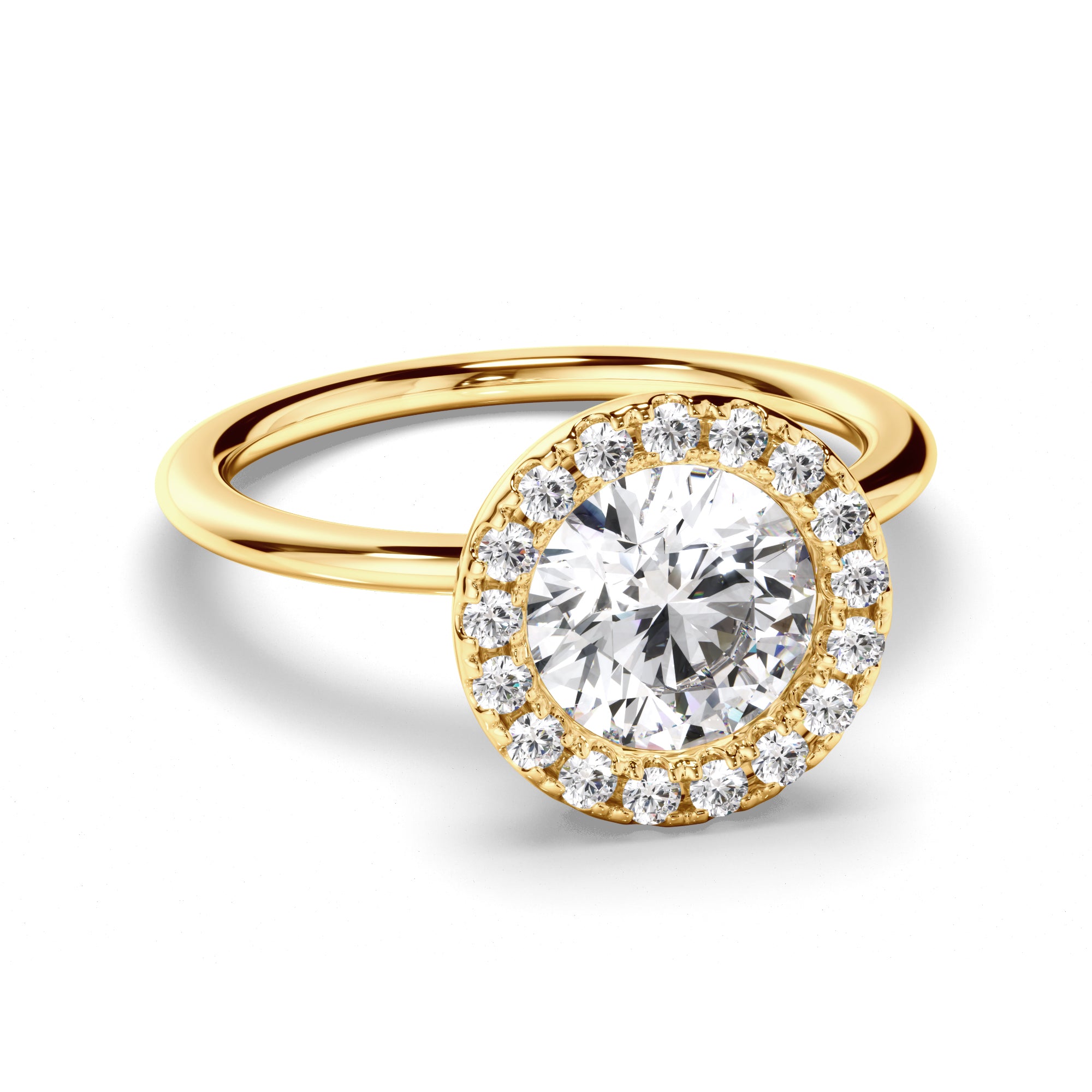 Eudora - Round Brilliant Cut Diamond Halo Engagement Ring