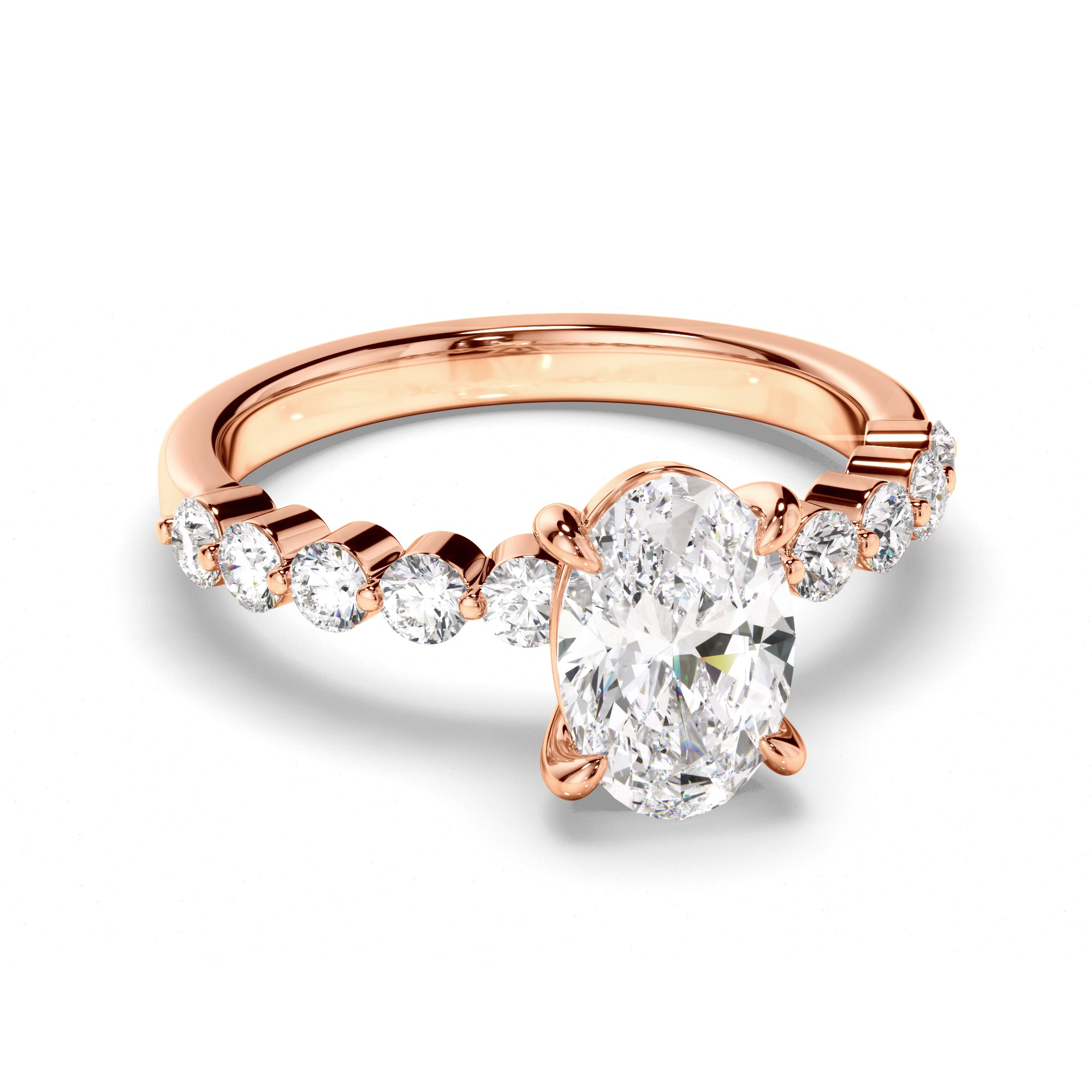 Hera - Oval Cut Diamond Engagement Ring with Diamond Sides