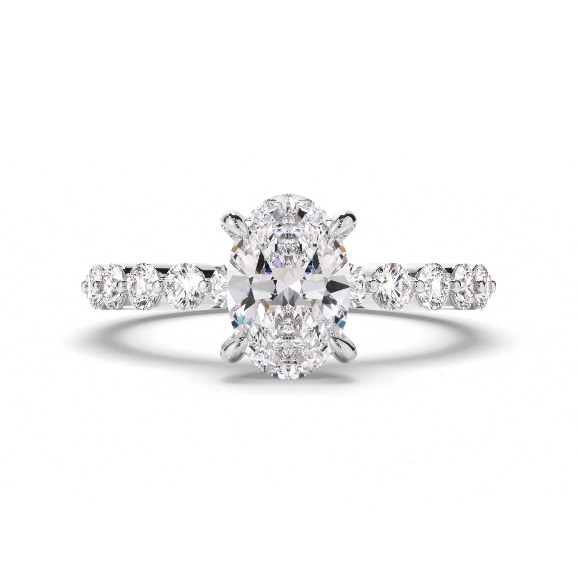 Hera - Oval Cut Diamond Engagement Ring with Diamond Sides