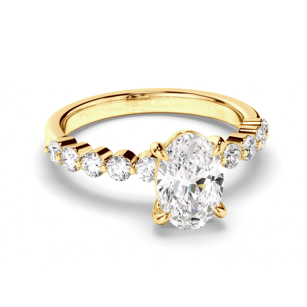 Hera - Oval Cut Diamond Engagement Ring with Diamond Sides