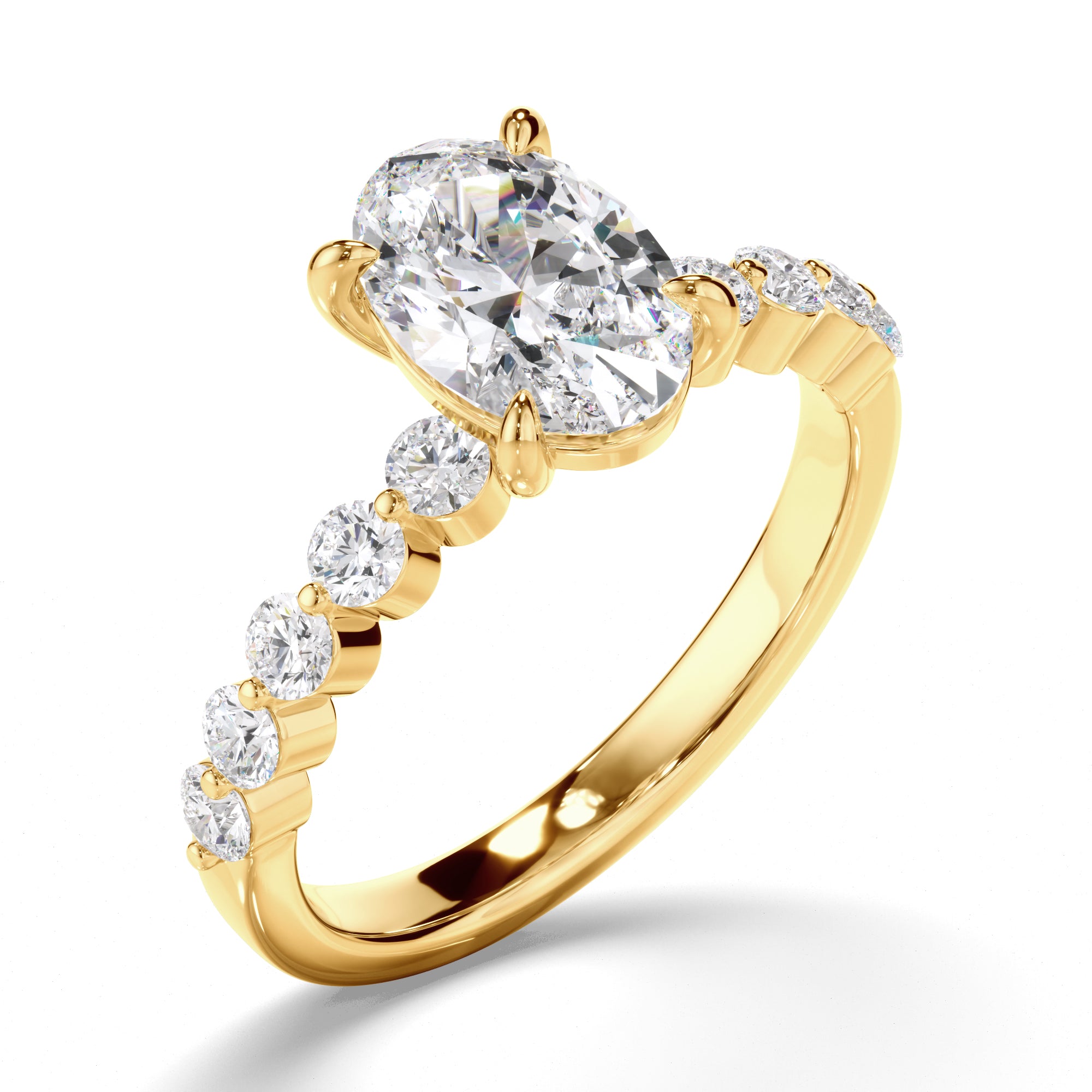 Hera - Oval Cut Diamond Engagement Ring with Diamond Sides