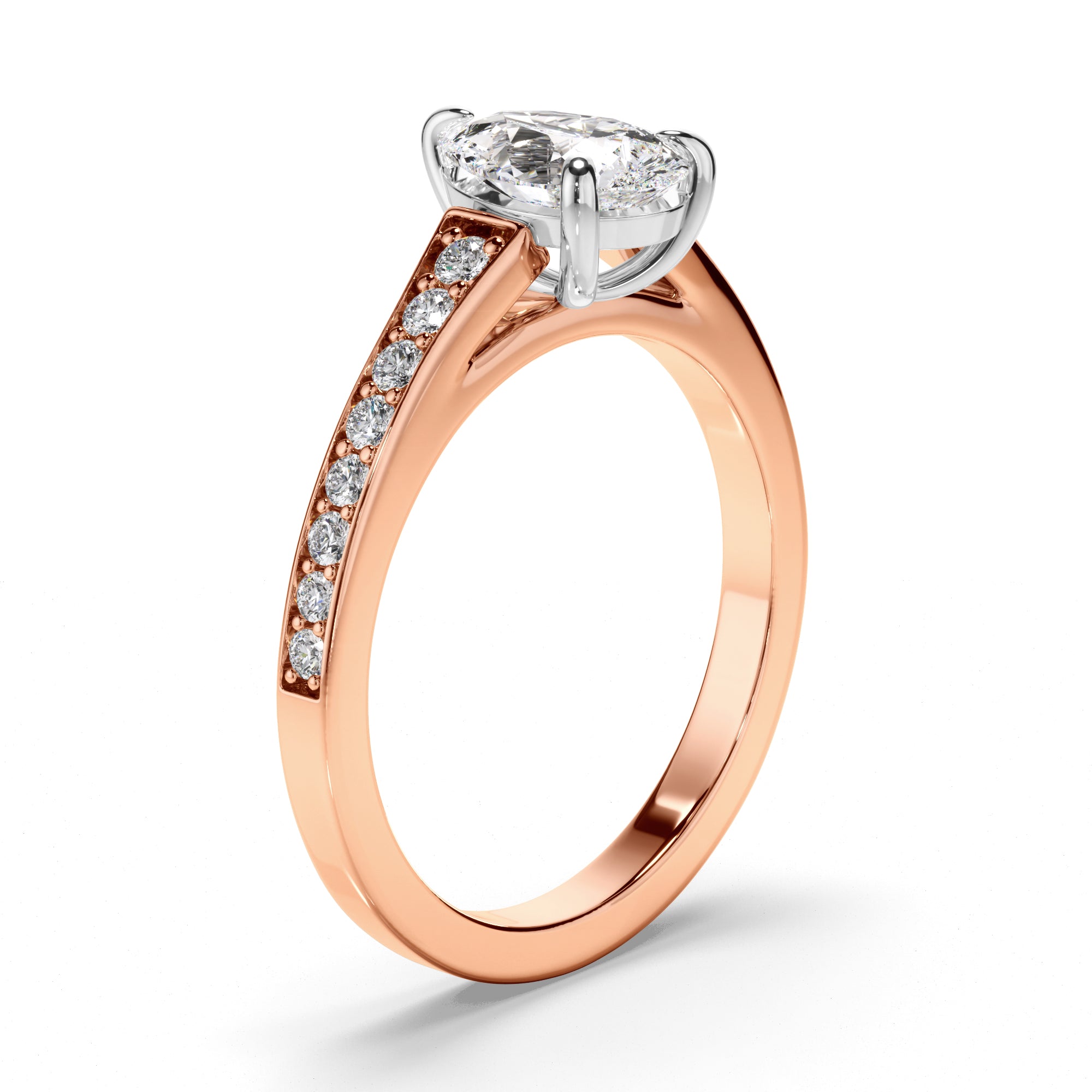 Diana - Pear Cut Diamond Engagement Ring with Diamond Sides