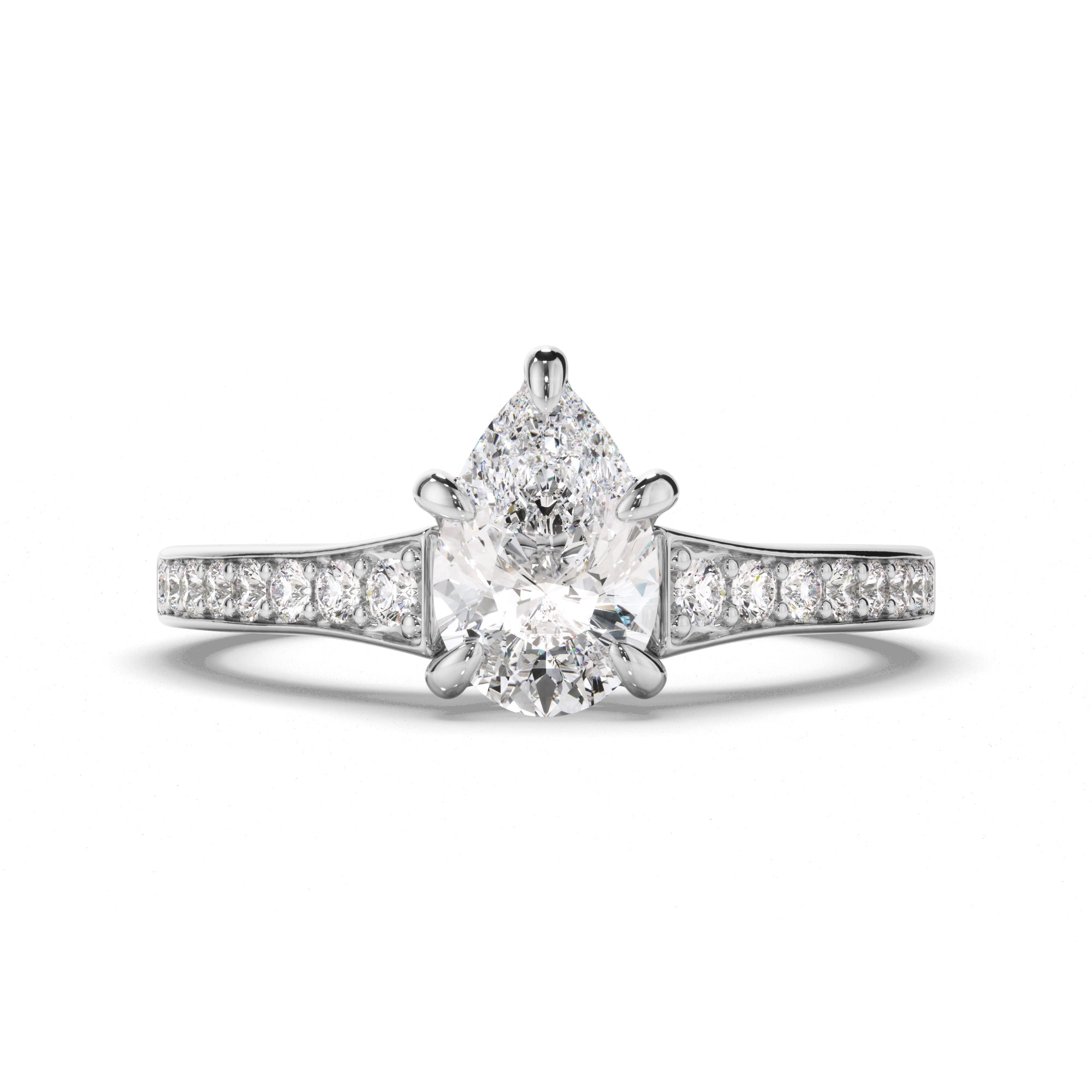 Diana - Pear Cut Diamond Engagement Ring with Diamond Sides