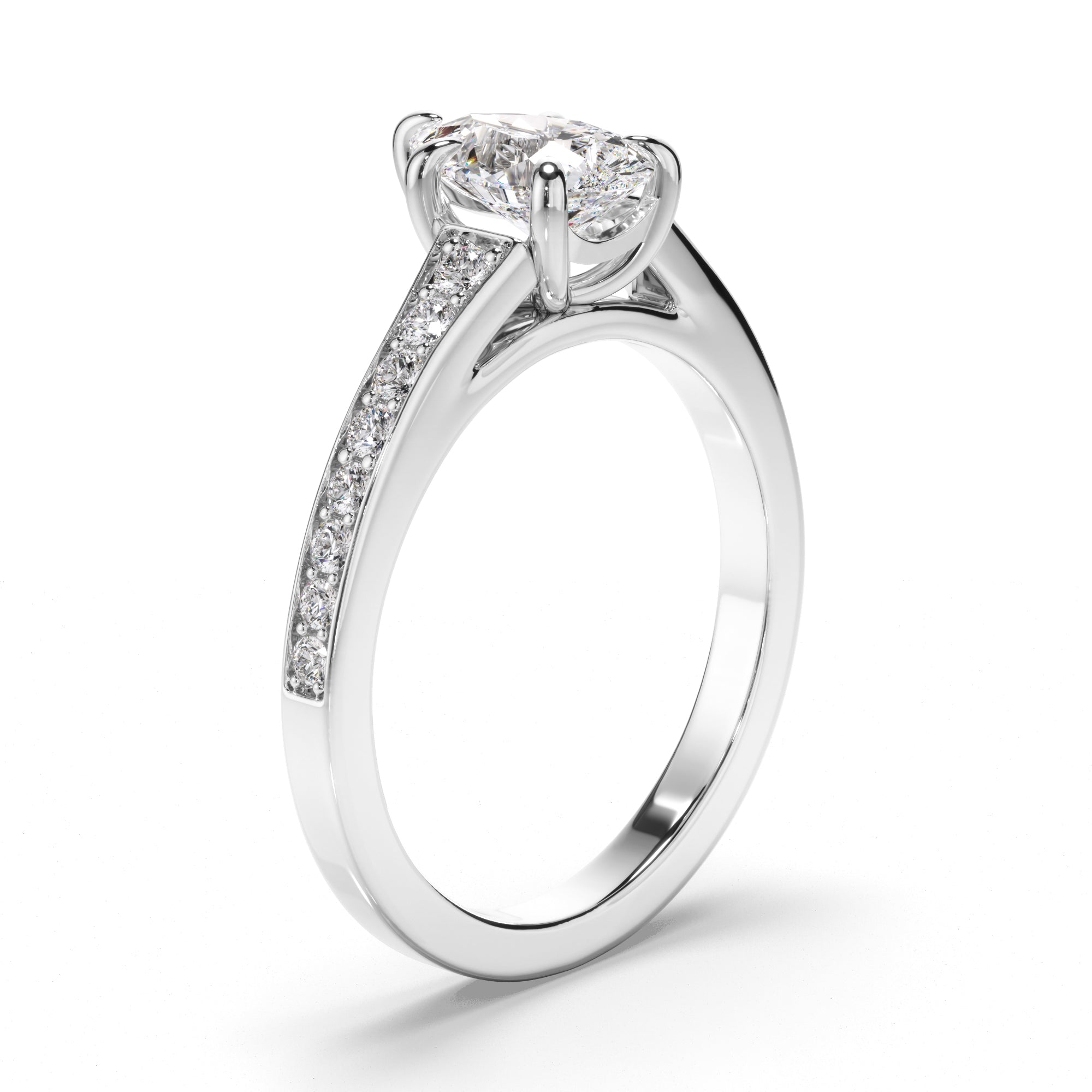 Diana - Pear Cut Diamond Engagement Ring with Diamond Sides