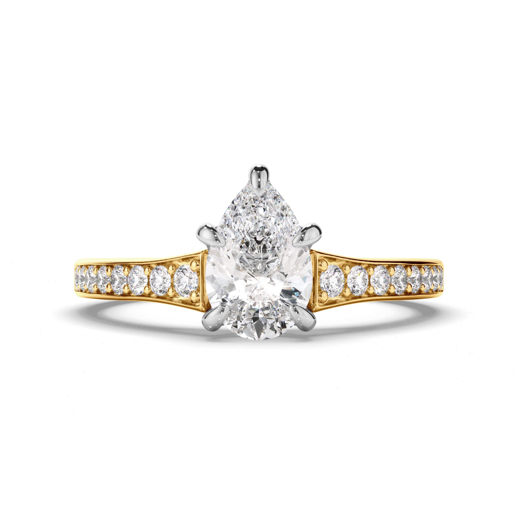 Diana - Pear Cut Diamond Engagement Ring with Diamond Sides