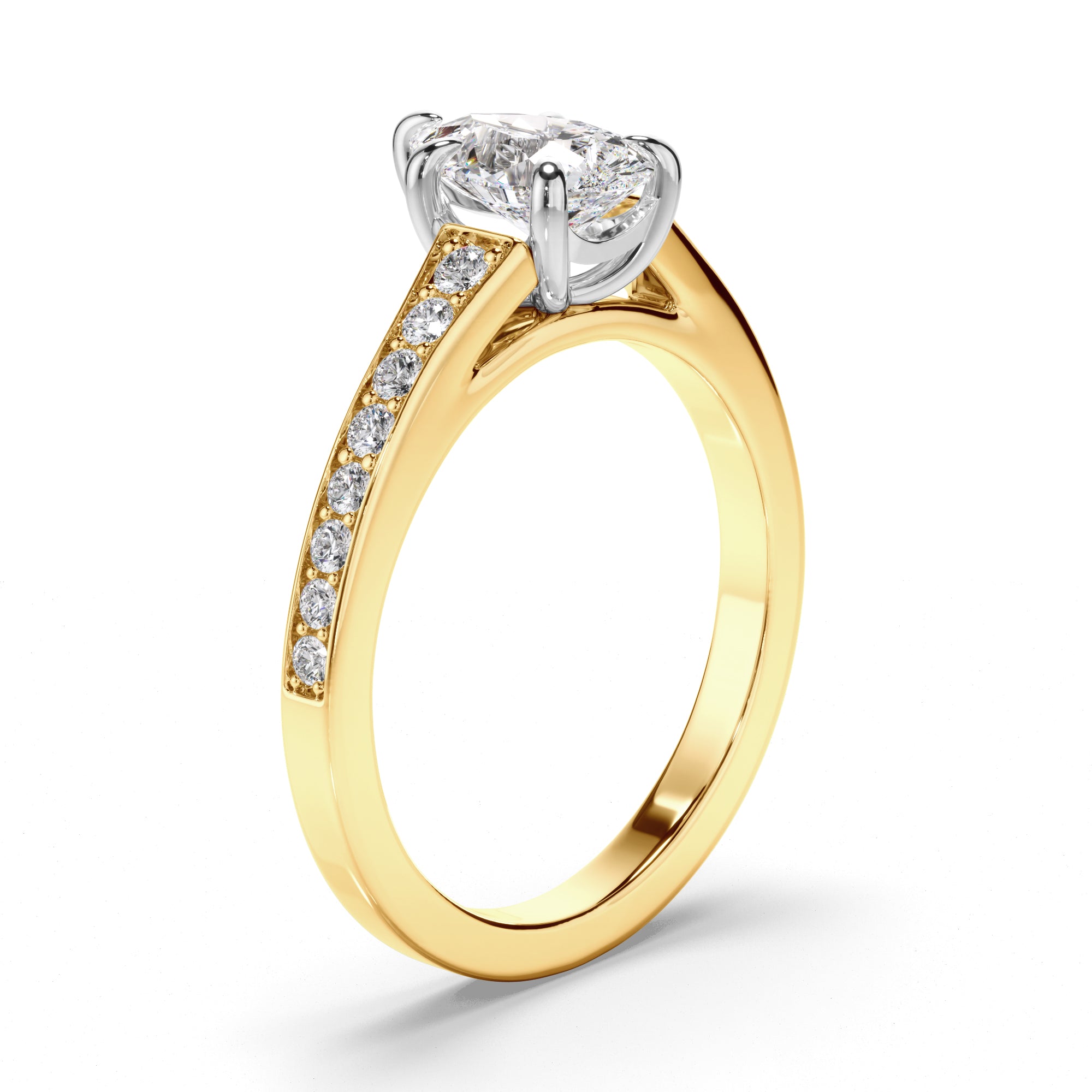 Diana - Pear Cut Diamond Engagement Ring with Diamond Sides