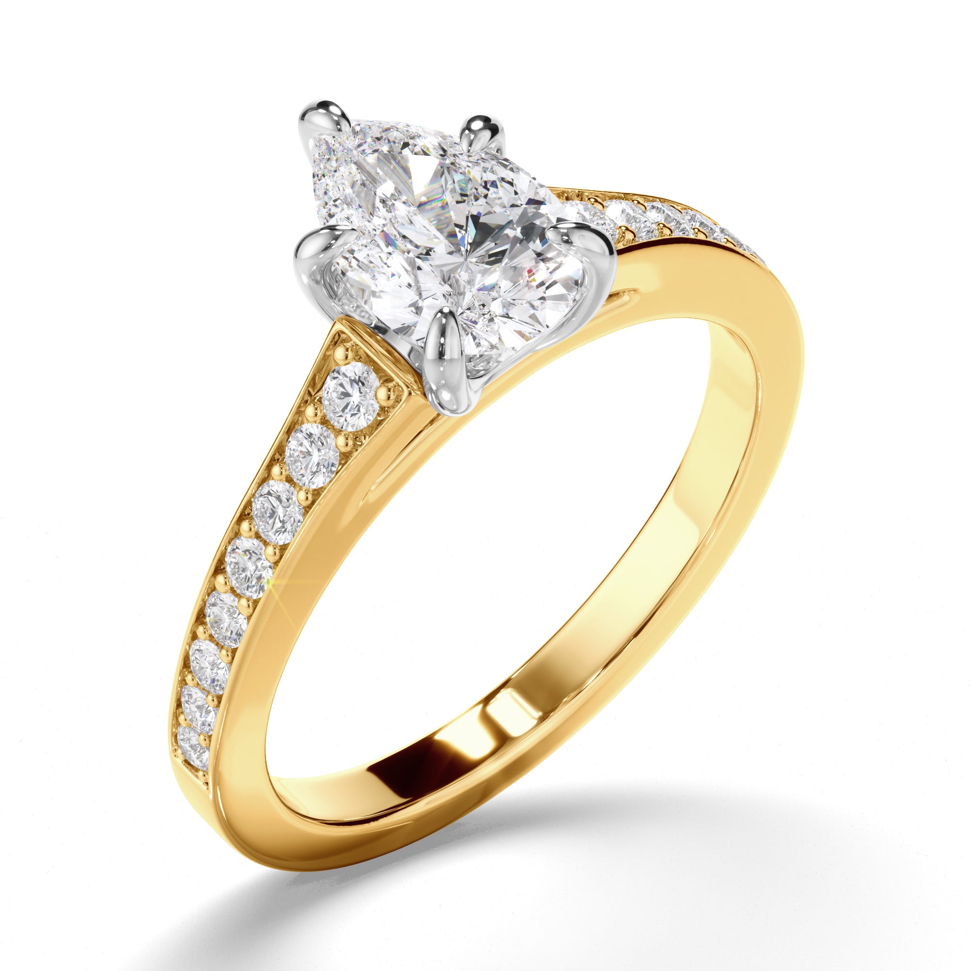 Diana - Pear Cut Diamond Engagement Ring with Diamond Sides