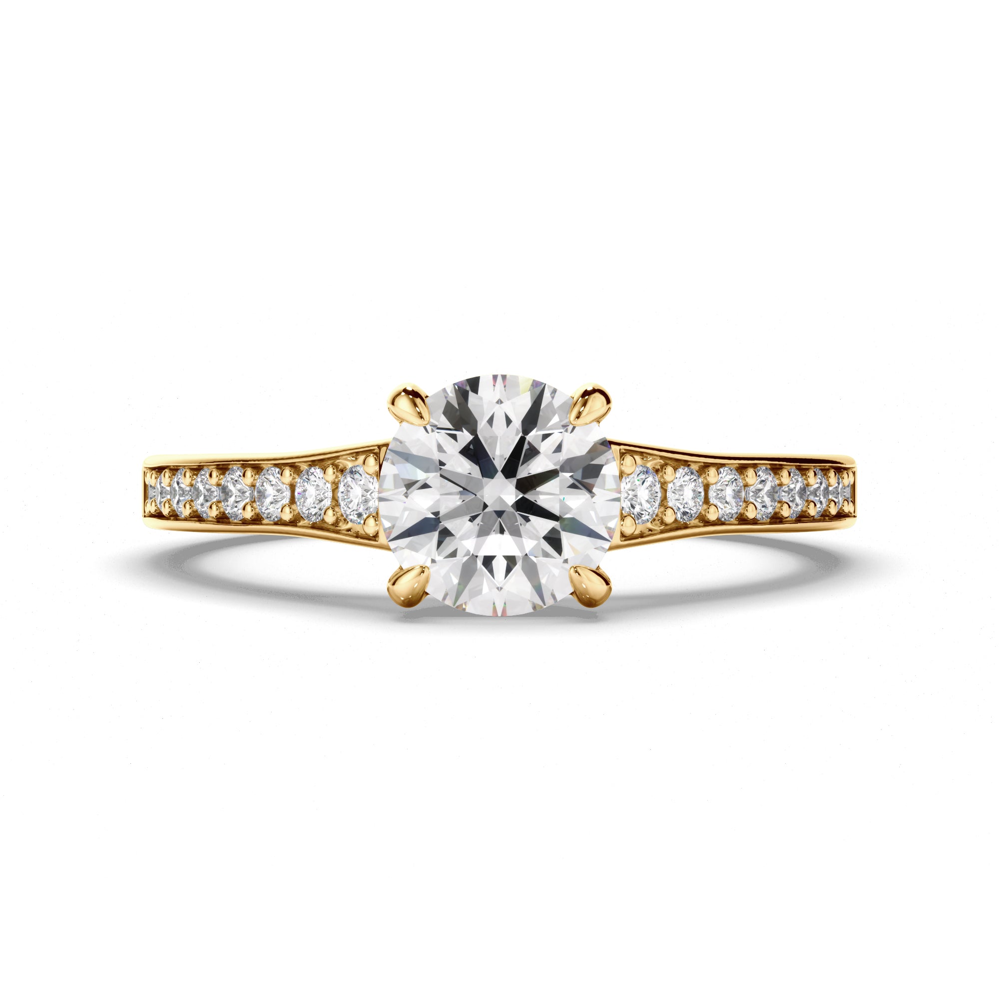 Emmeline - Round Brilliant Cut Diamond Engagement Ring with Diamond Band