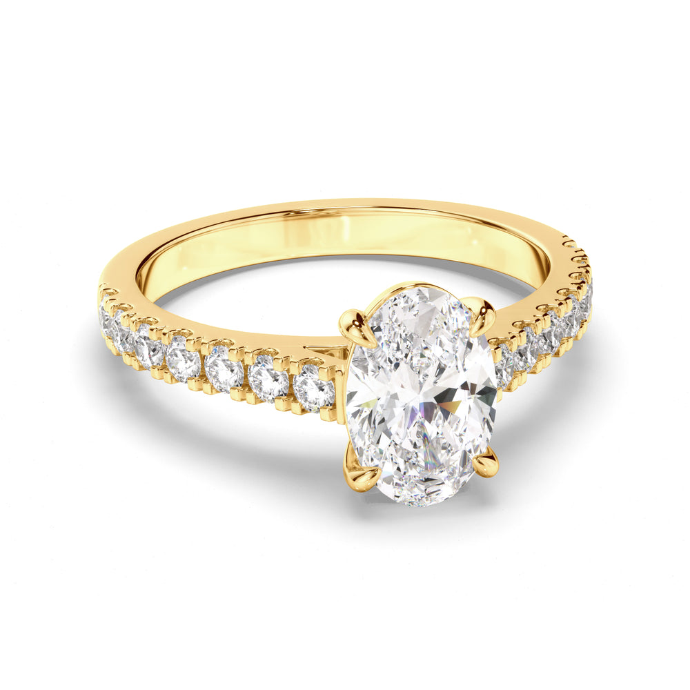 Selene - Oval Cut Diamond Engagement Ring with Diamond Sides