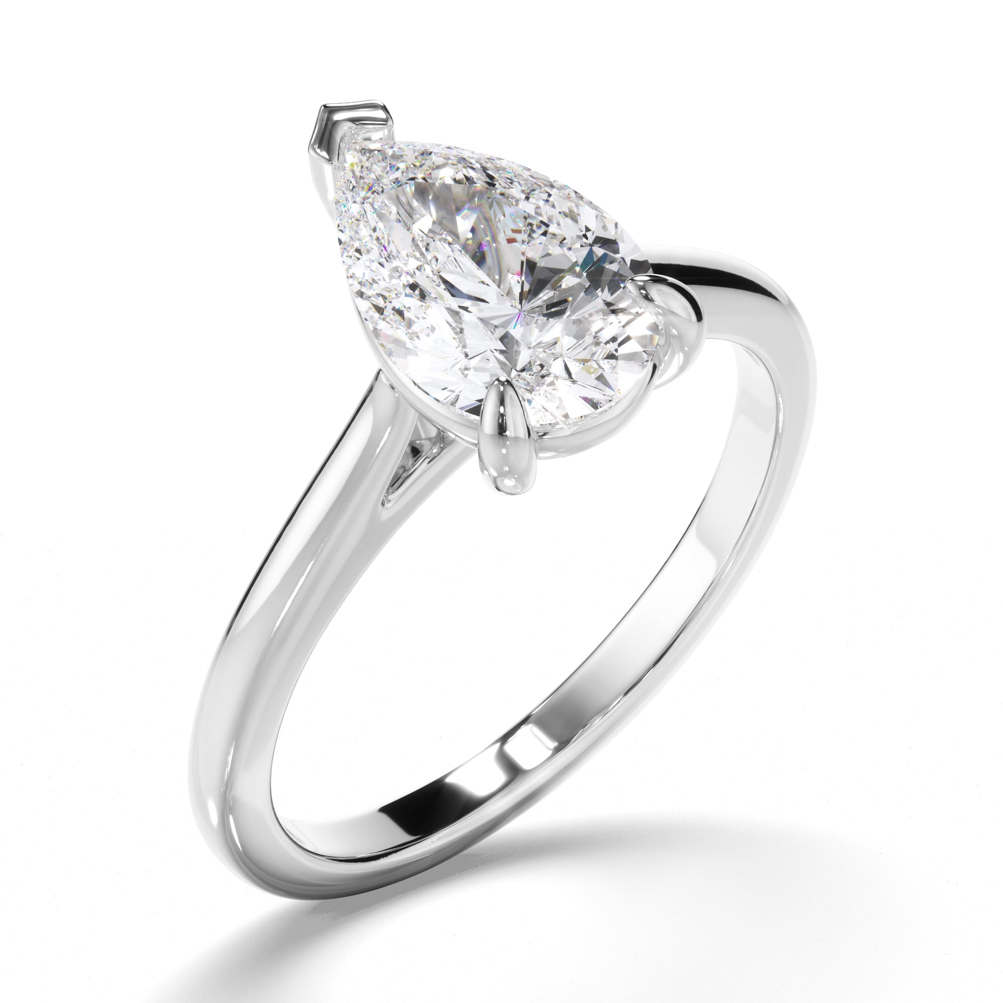 Brielle - Pear Cut Diamond Solitaire Engagement Ring