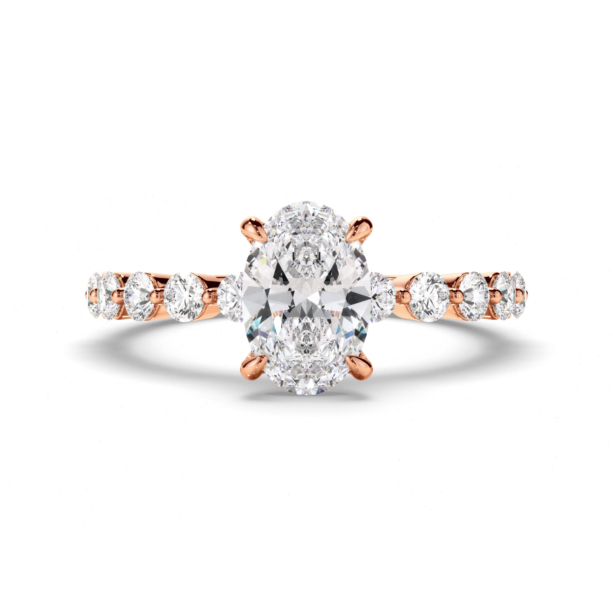 Lacey - Oval Cut Diamond Engagement Ring with Diamond Sides