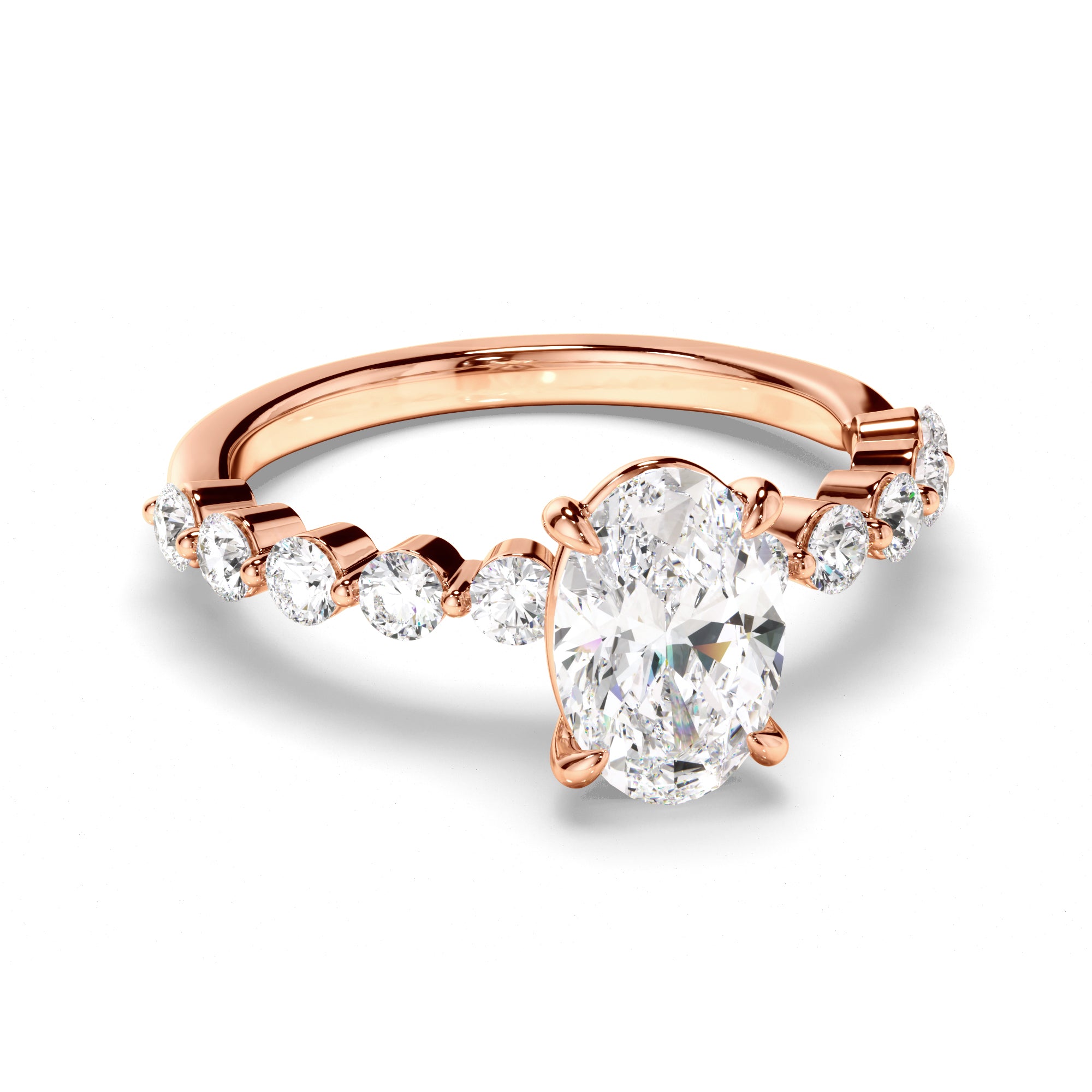 Lacey - Oval Cut Diamond Engagement Ring with Diamond Sides