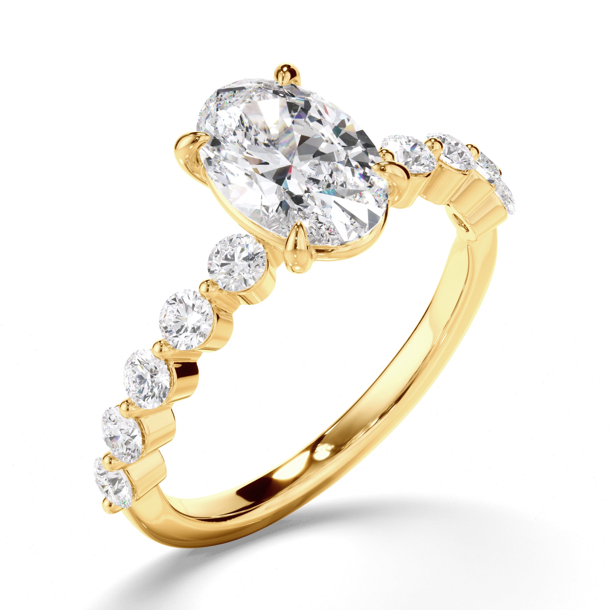 Lacey - Oval Cut Diamond Engagement Ring with Diamond Sides