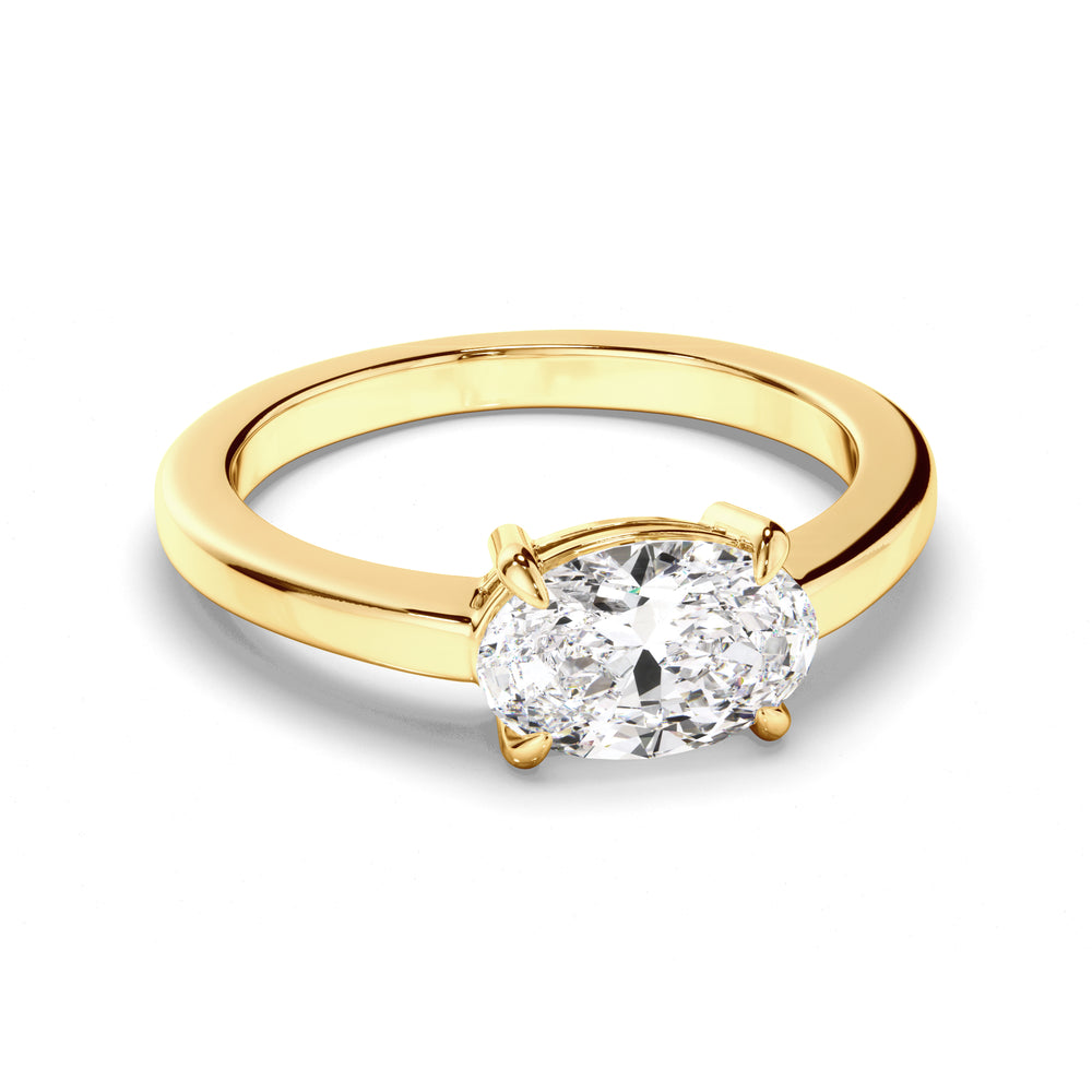 Florence - Oval Cut Diamond Solitaire East West Set Engagement Ring