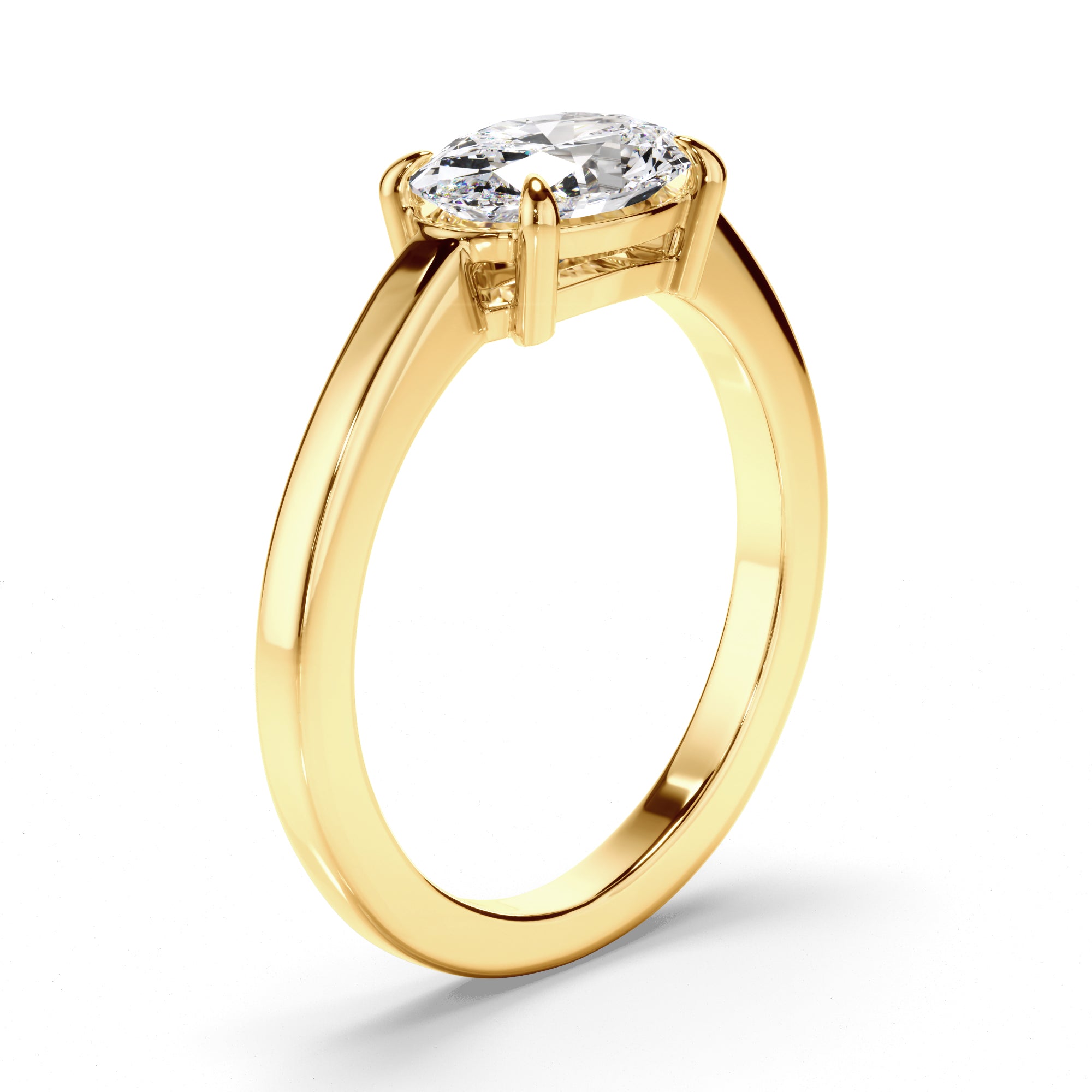 Florence - Oval Cut Diamond Solitaire East West Set Engagement Ring