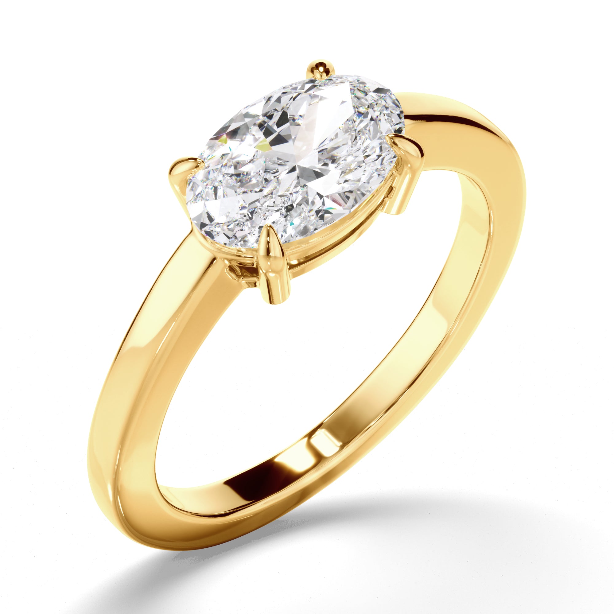 Florence - Oval Cut Diamond Solitaire East West Set Engagement Ring