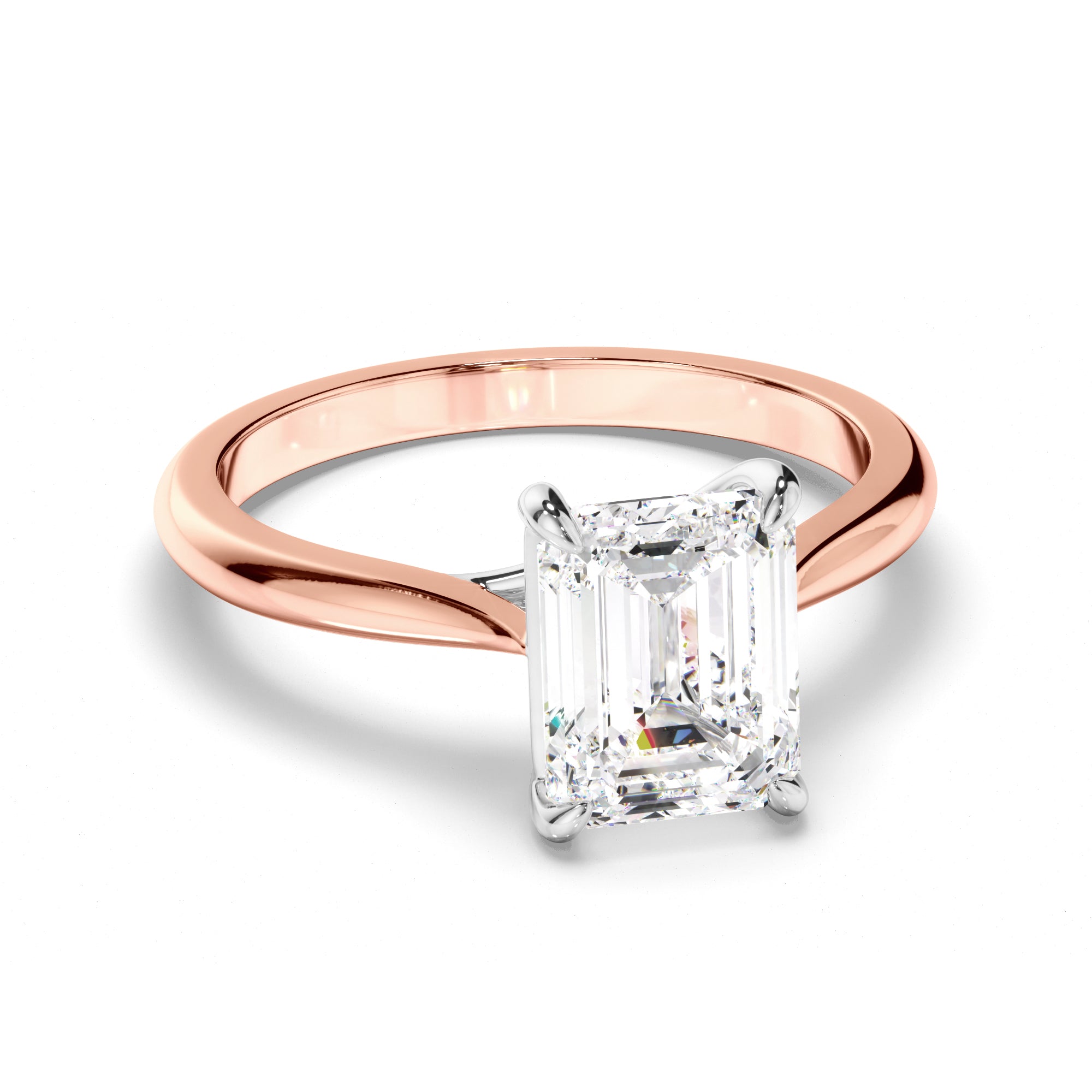 Lilian - Emerald Cut Diamond Solitaire Engagement Ring