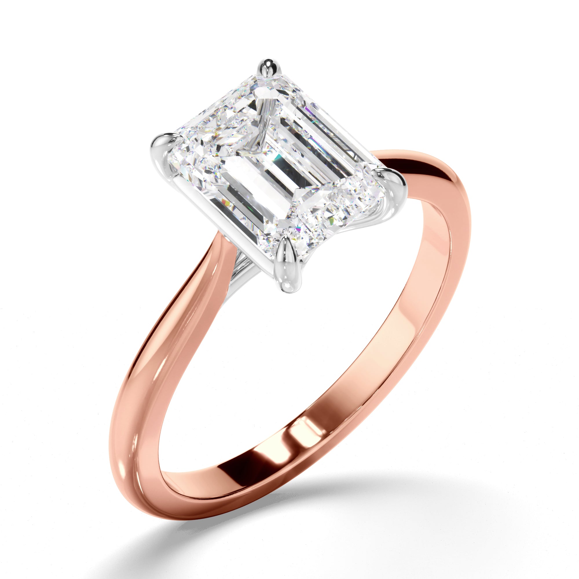 Lilian - Emerald Cut Diamond Solitaire Engagement Ring