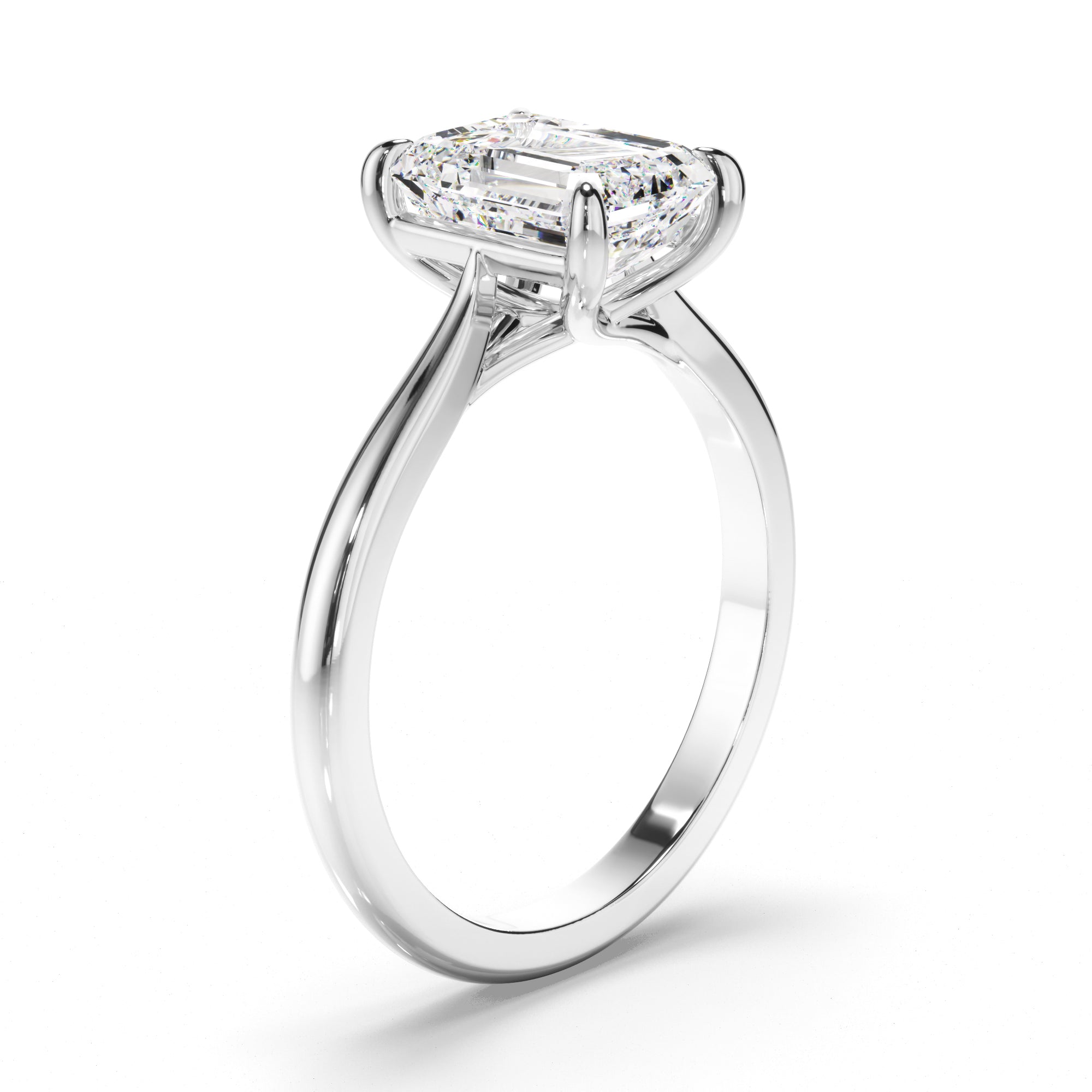 Lilian - Emerald Cut Diamond Solitaire Engagement Ring