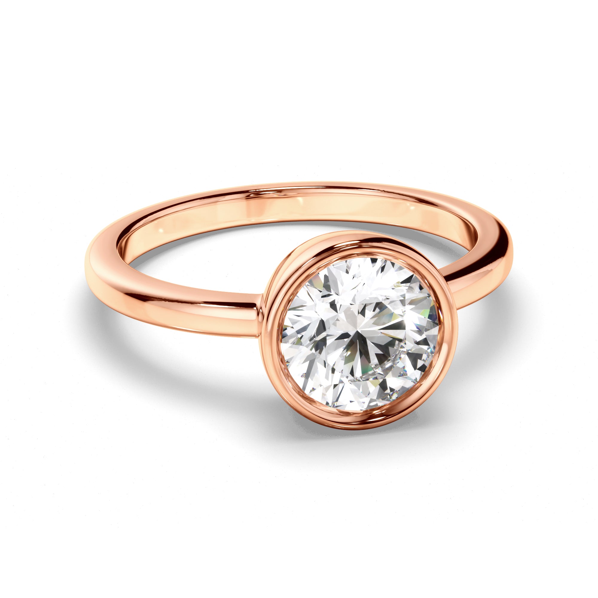 Constance - Round Brilliant Cut Diamond Bezel Solitaire Engagement Ring